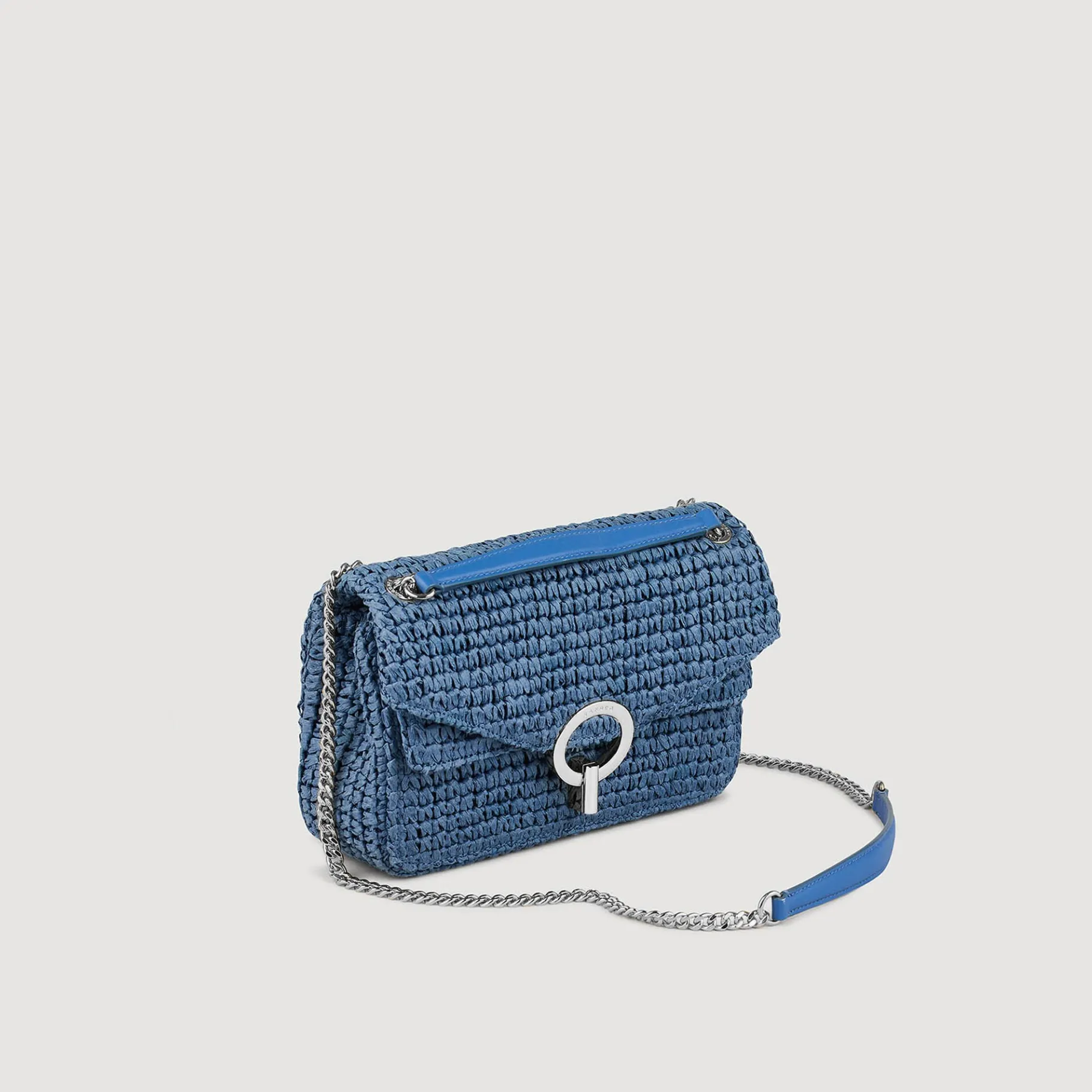 Cheap SANDRO Sac YZA En Raphia Bleu
