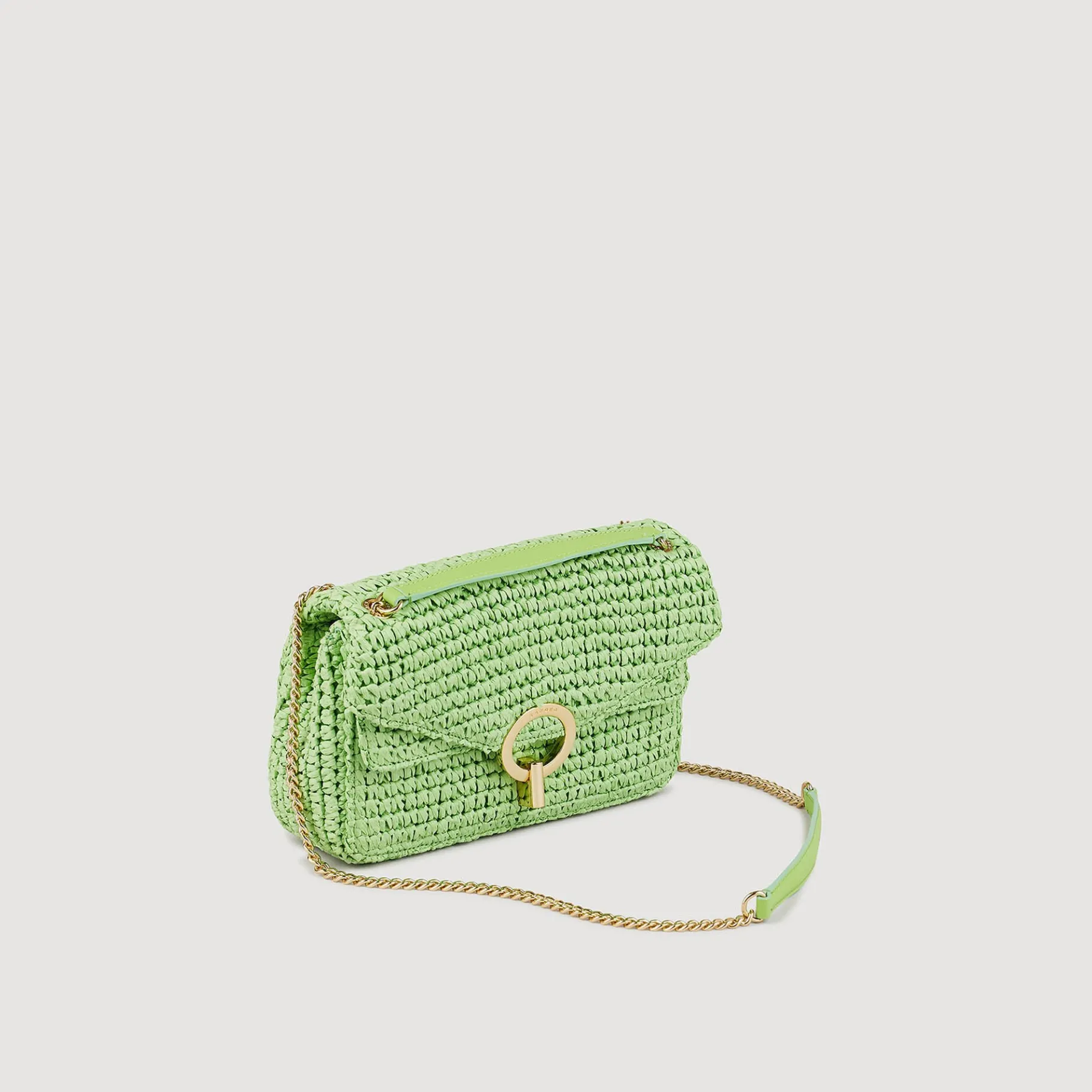 Fashion SANDRO Sac YZA En Raphia vert clair