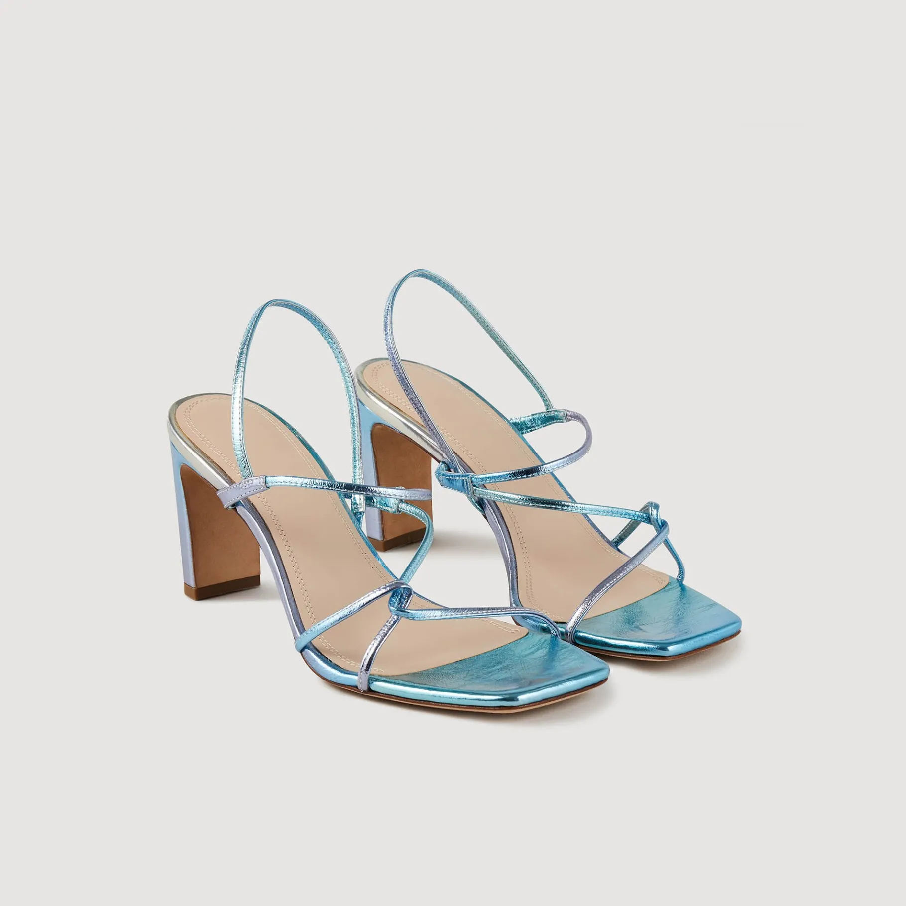 Cheap SANDRO Sandales Faye Bleu / Argent