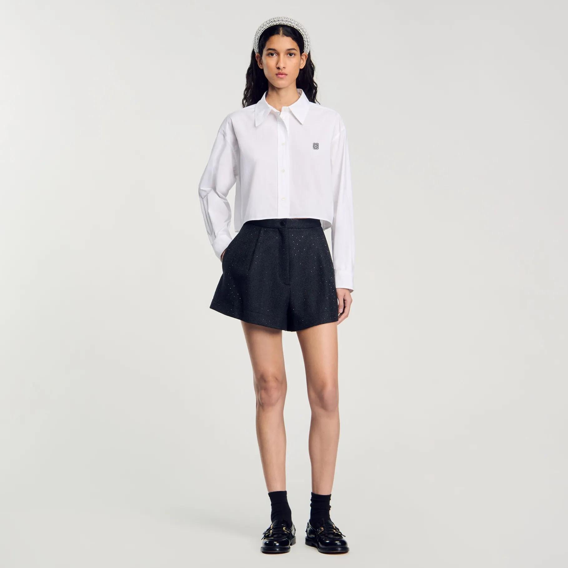 Hot SANDRO Short à Motifs Chevrons Gris Foncé