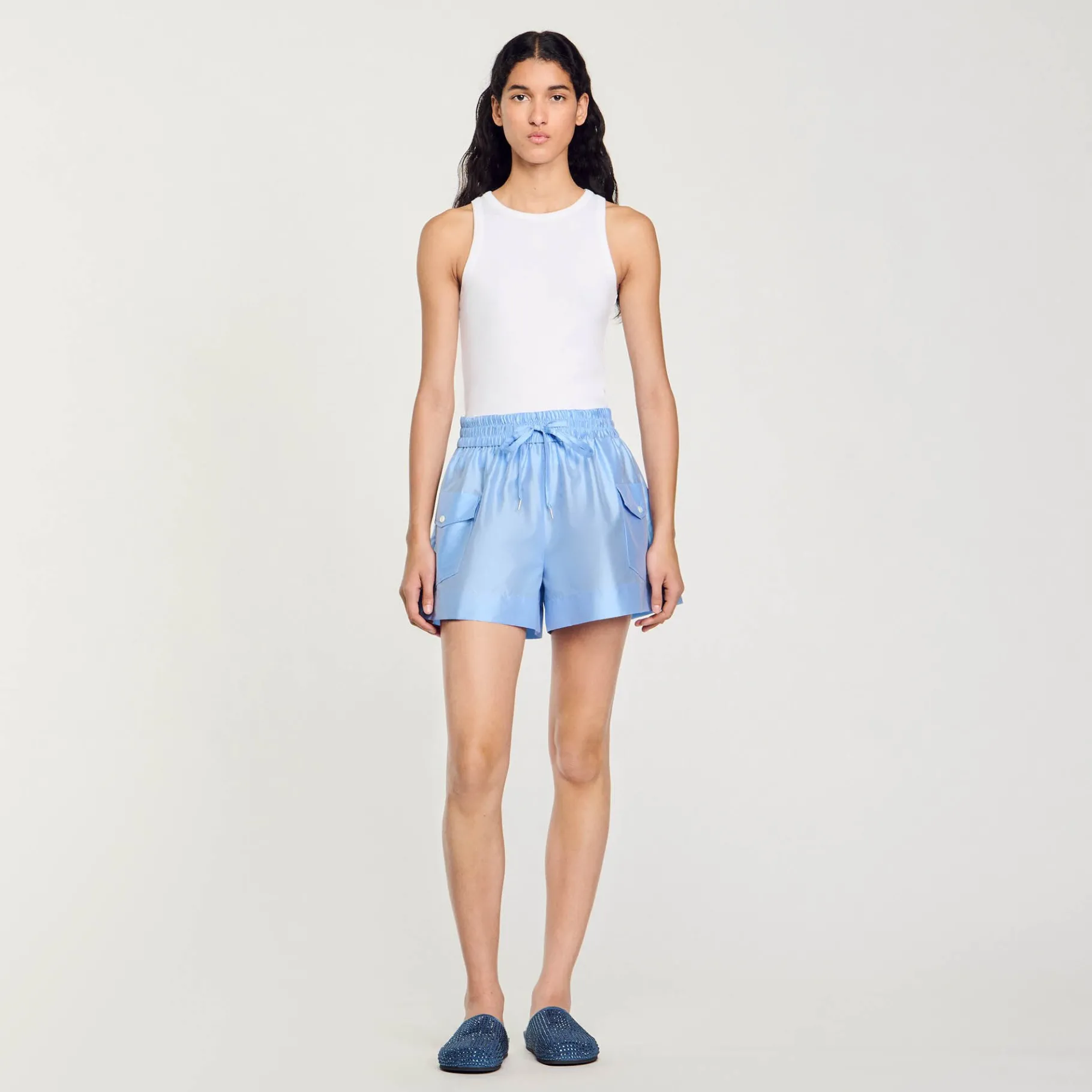 Online SANDRO Short à Poches Bleu Ciel