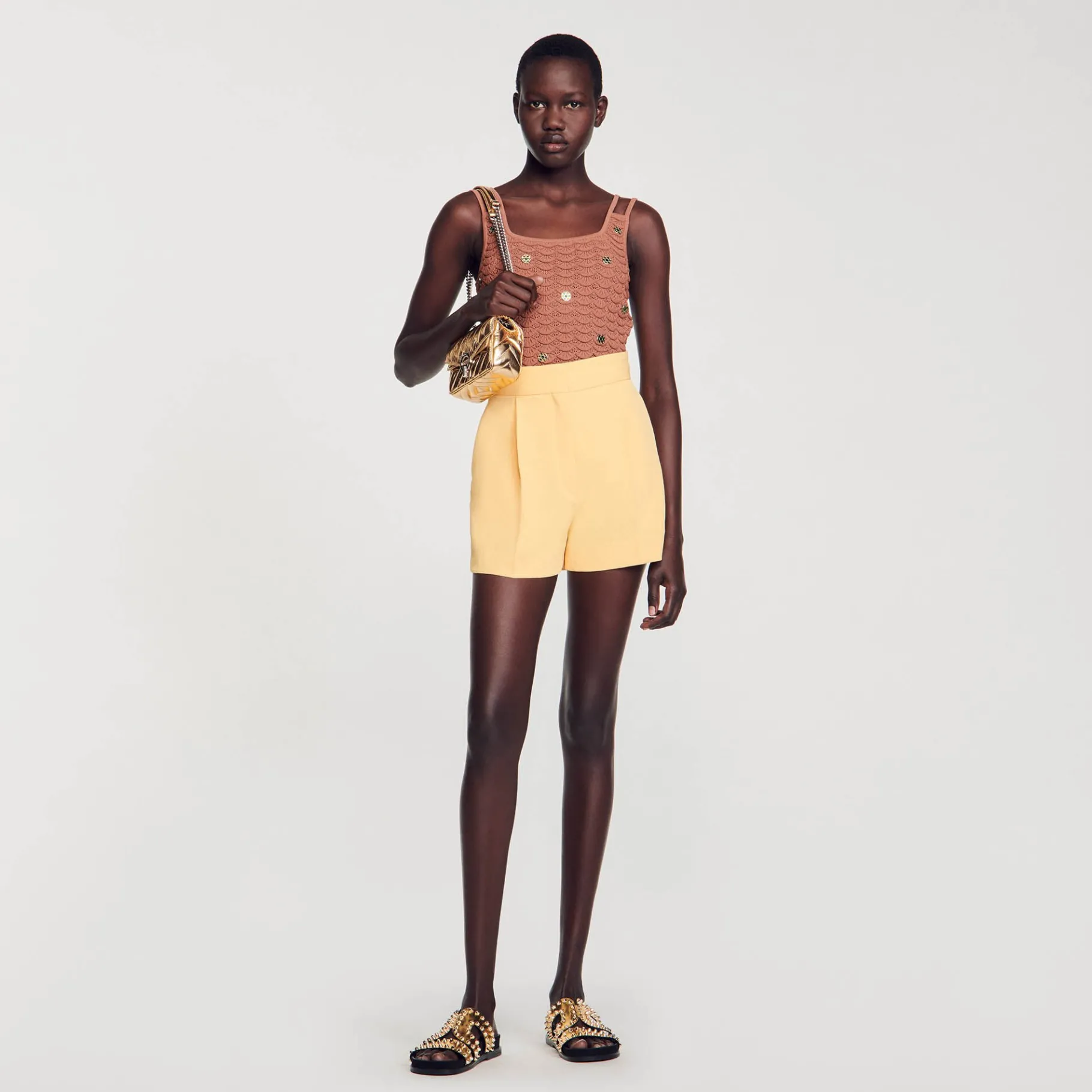 Store SANDRO Short Droit Jaune Orange