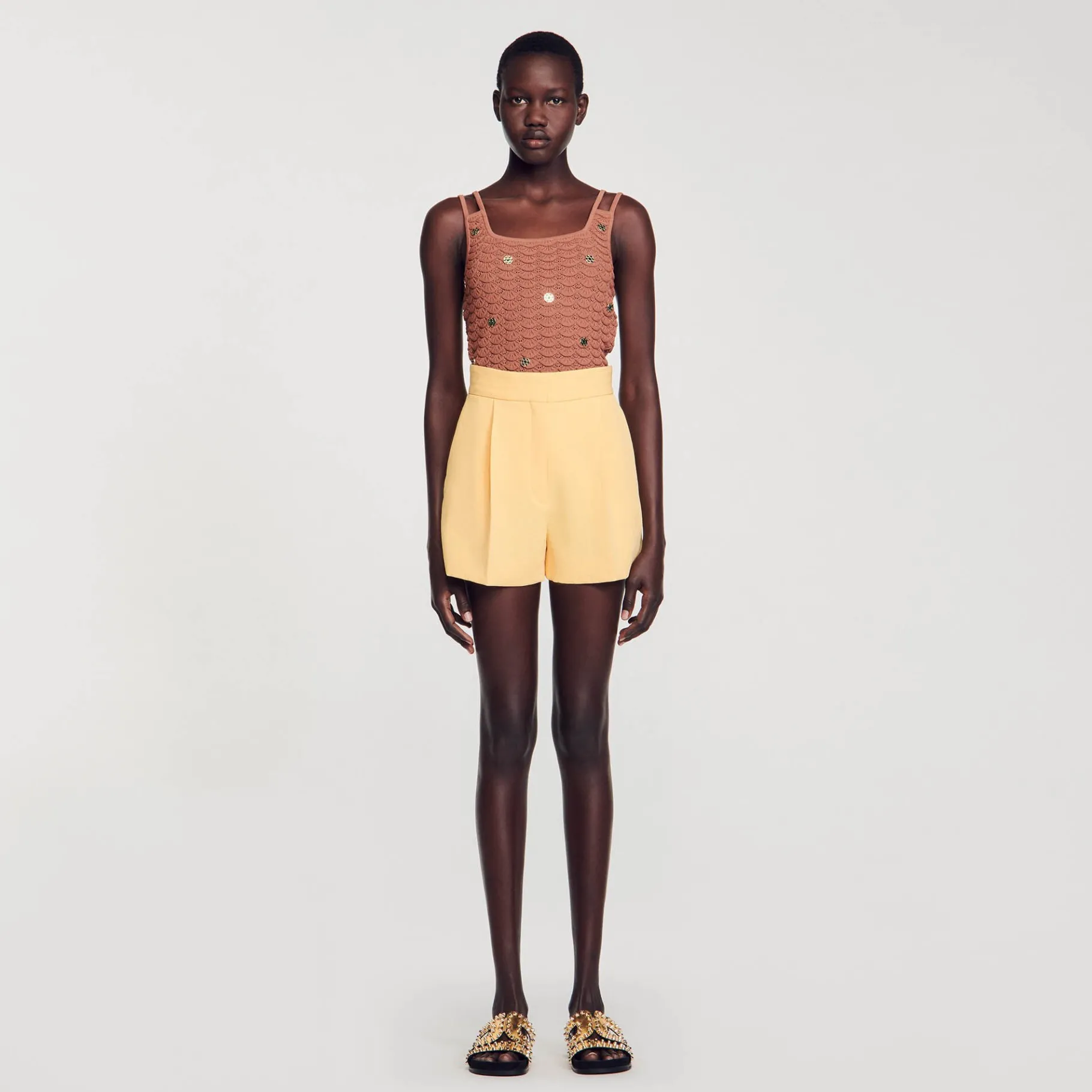 Store SANDRO Short Droit Jaune Orange