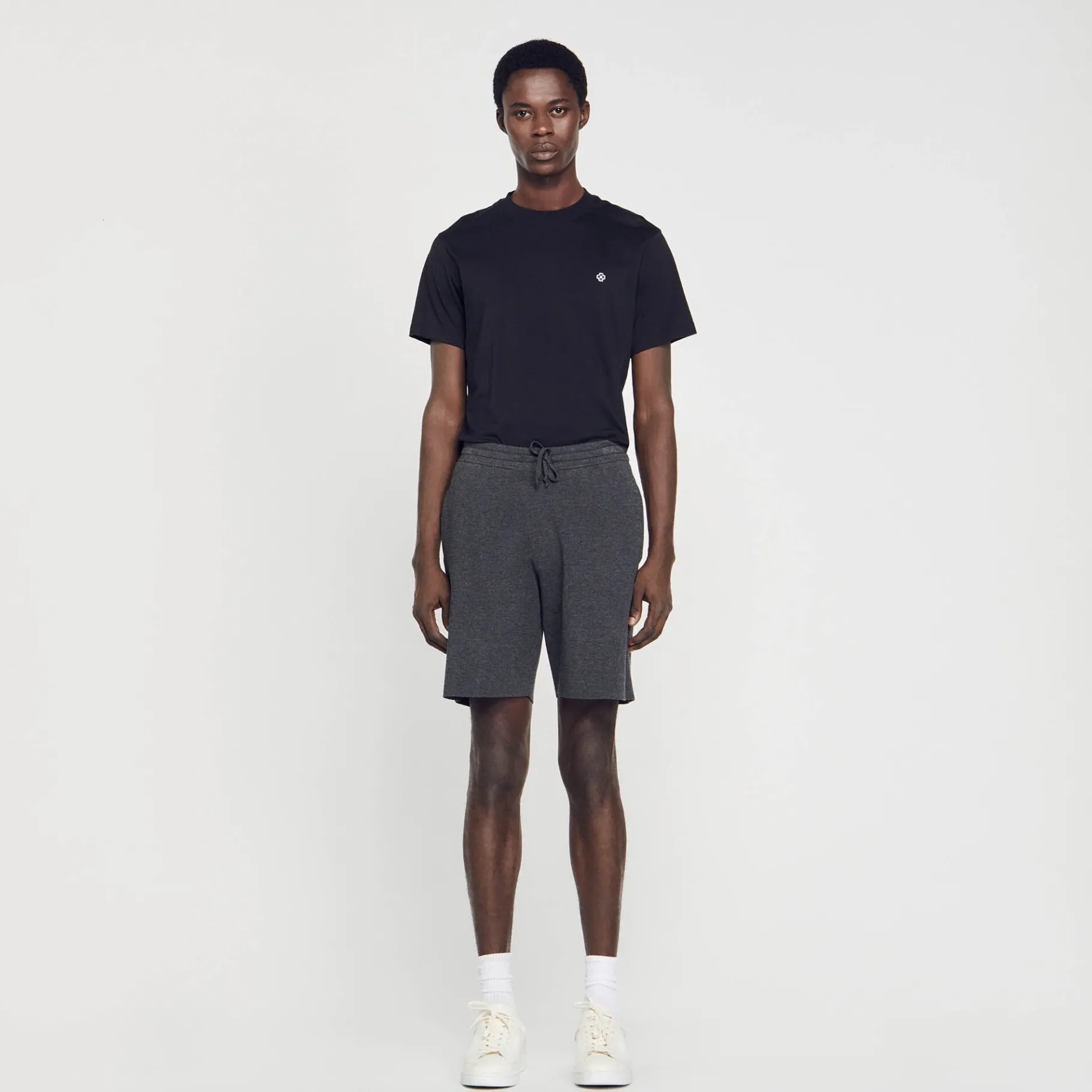 Outlet SANDRO Short En Jersey gris chiné