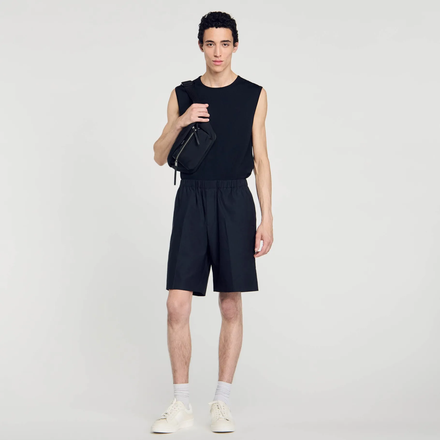 Clearance SANDRO Short En Toile De Coton Noir