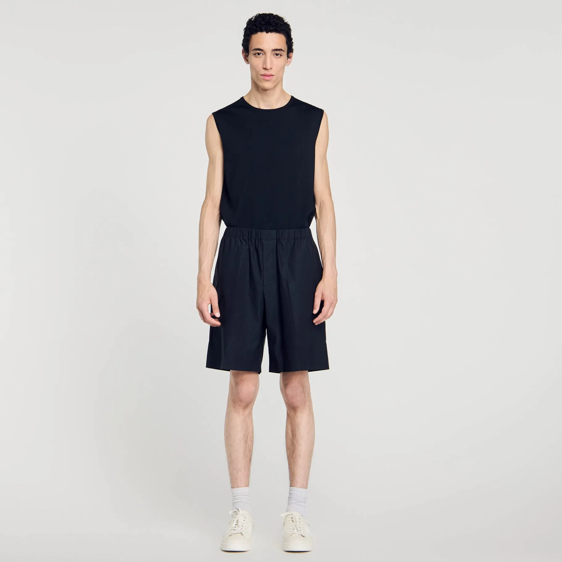 Clearance SANDRO Short En Toile De Coton Noir