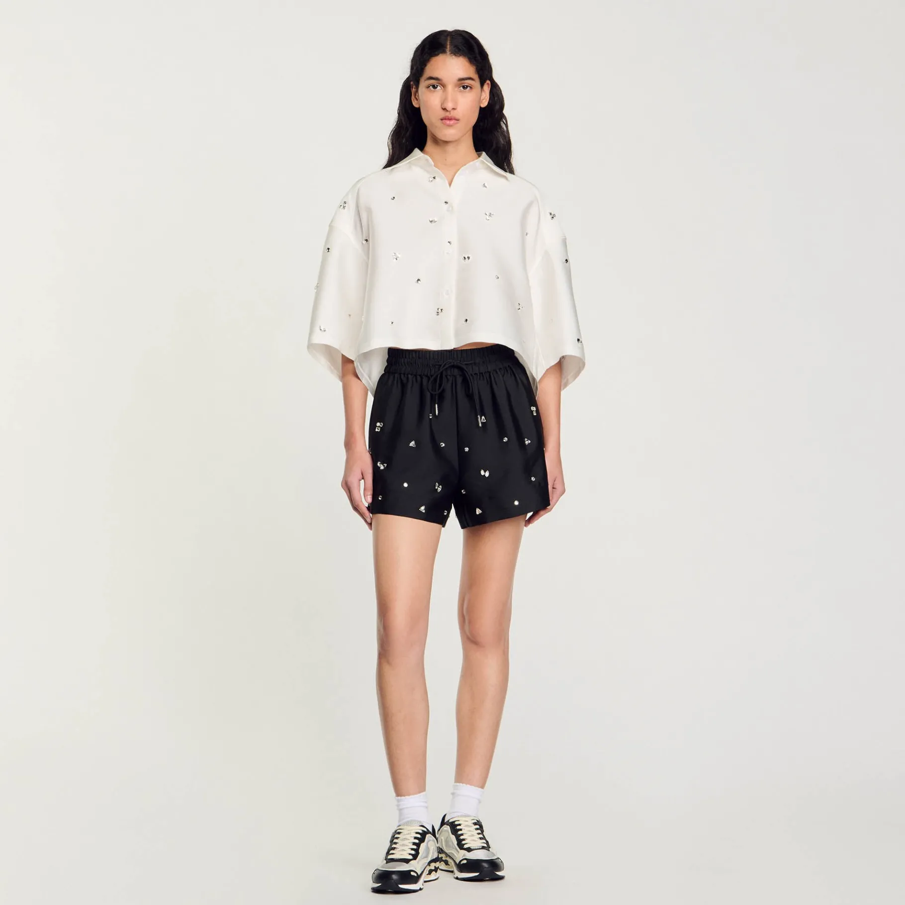 New SANDRO Short Large Strassé Noir