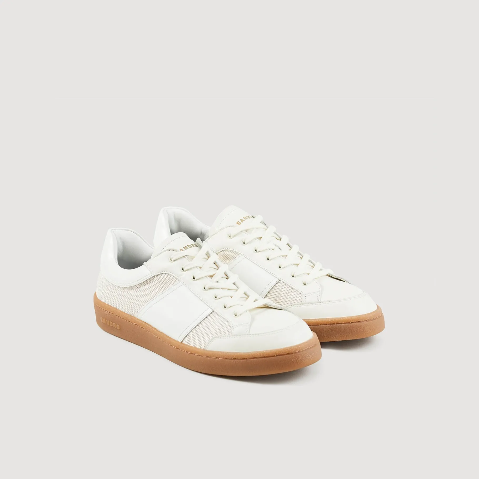 Clearance SANDRO Sneakers En Cuir Ecru