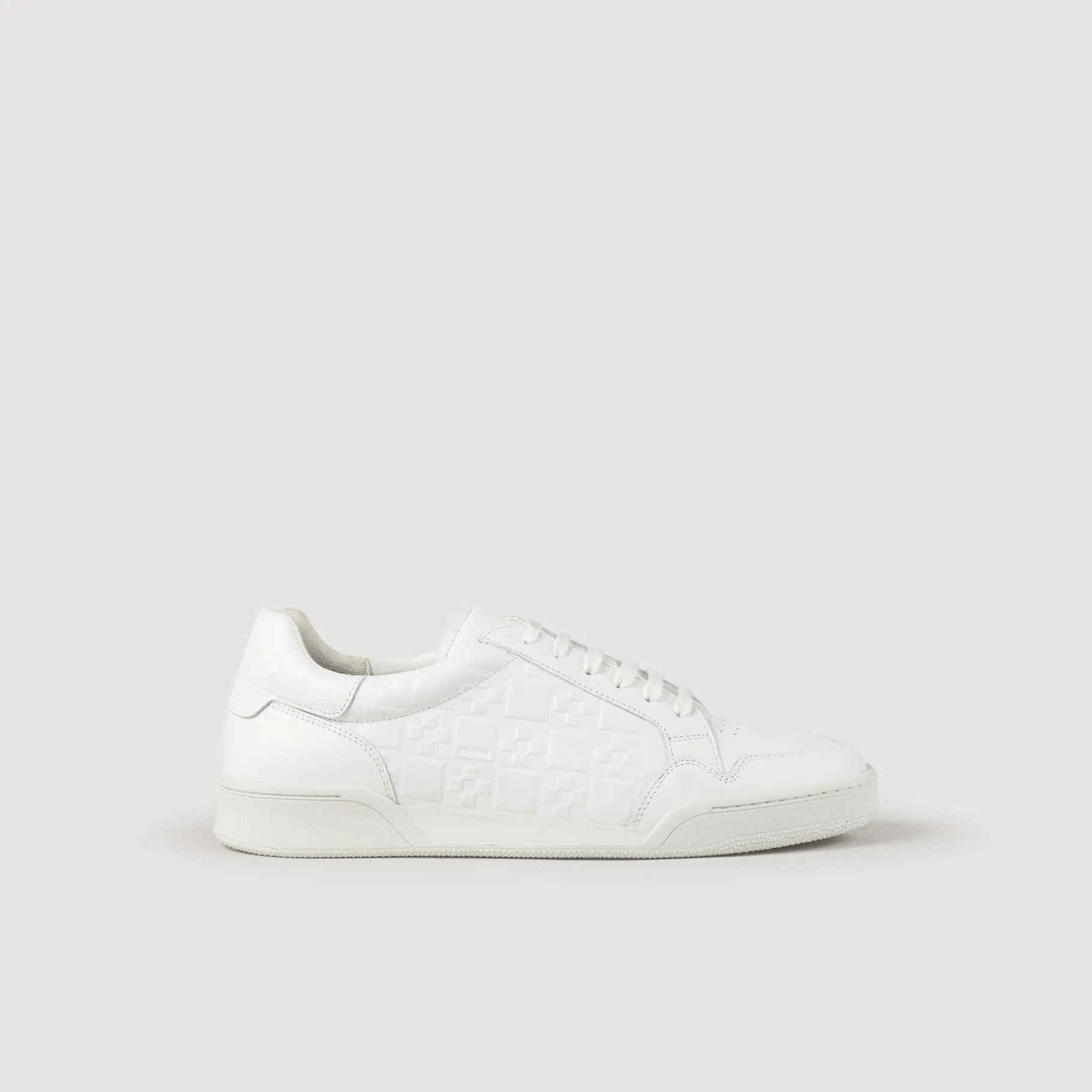 Discount SANDRO Sneakers En Cuir Embossé Square Cross blanc