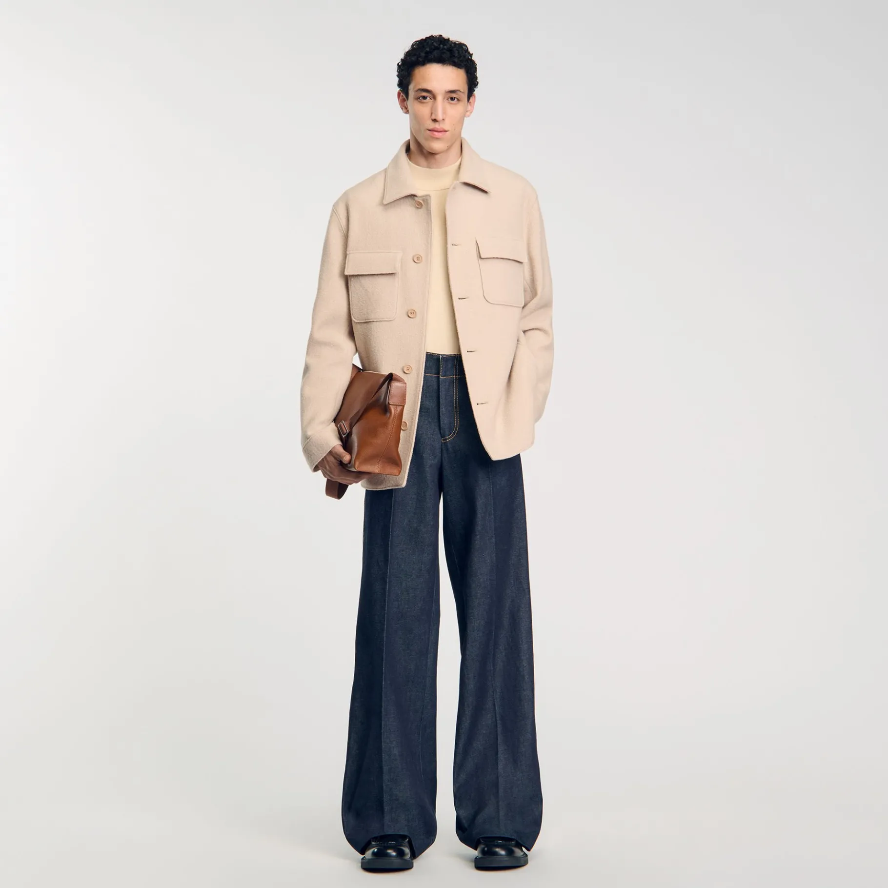 Cheap SANDRO Surchemise Boutonnée Beige