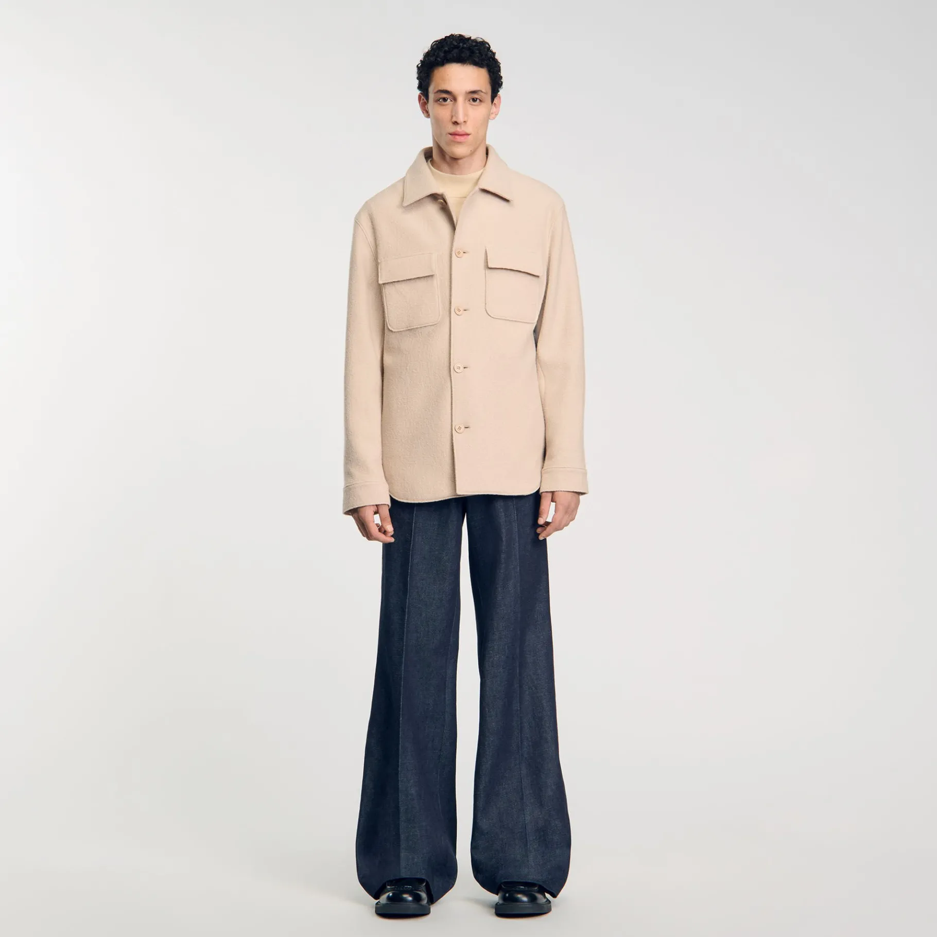Cheap SANDRO Surchemise Boutonnée Beige