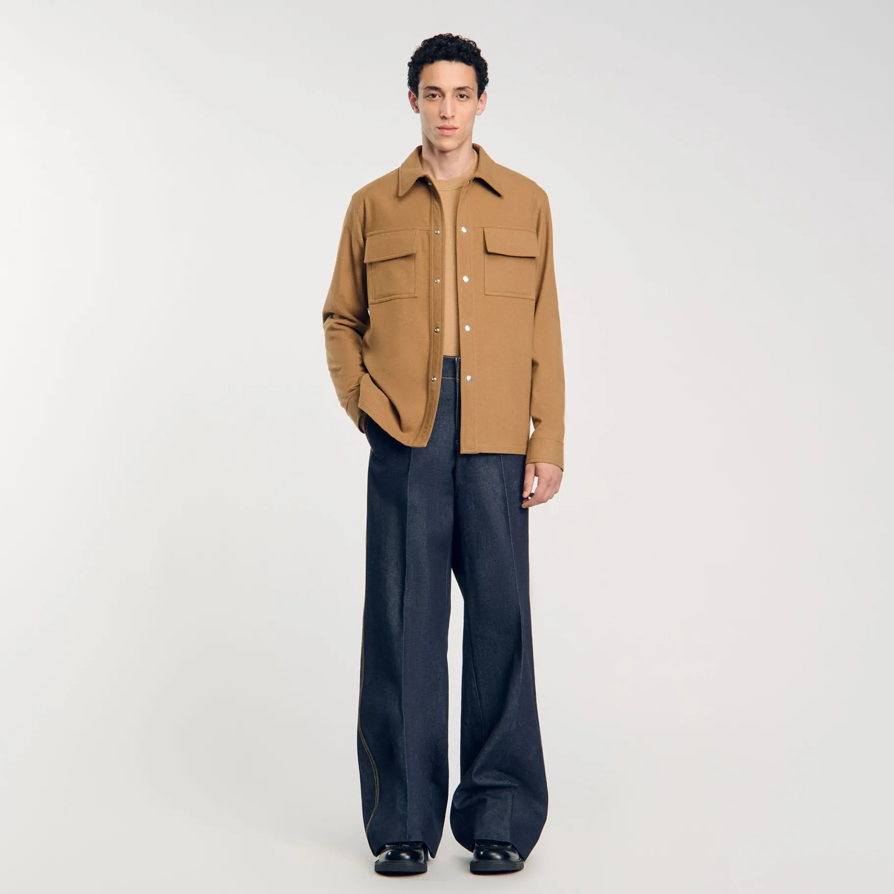 Outlet SANDRO Surchemise En Laine Camel