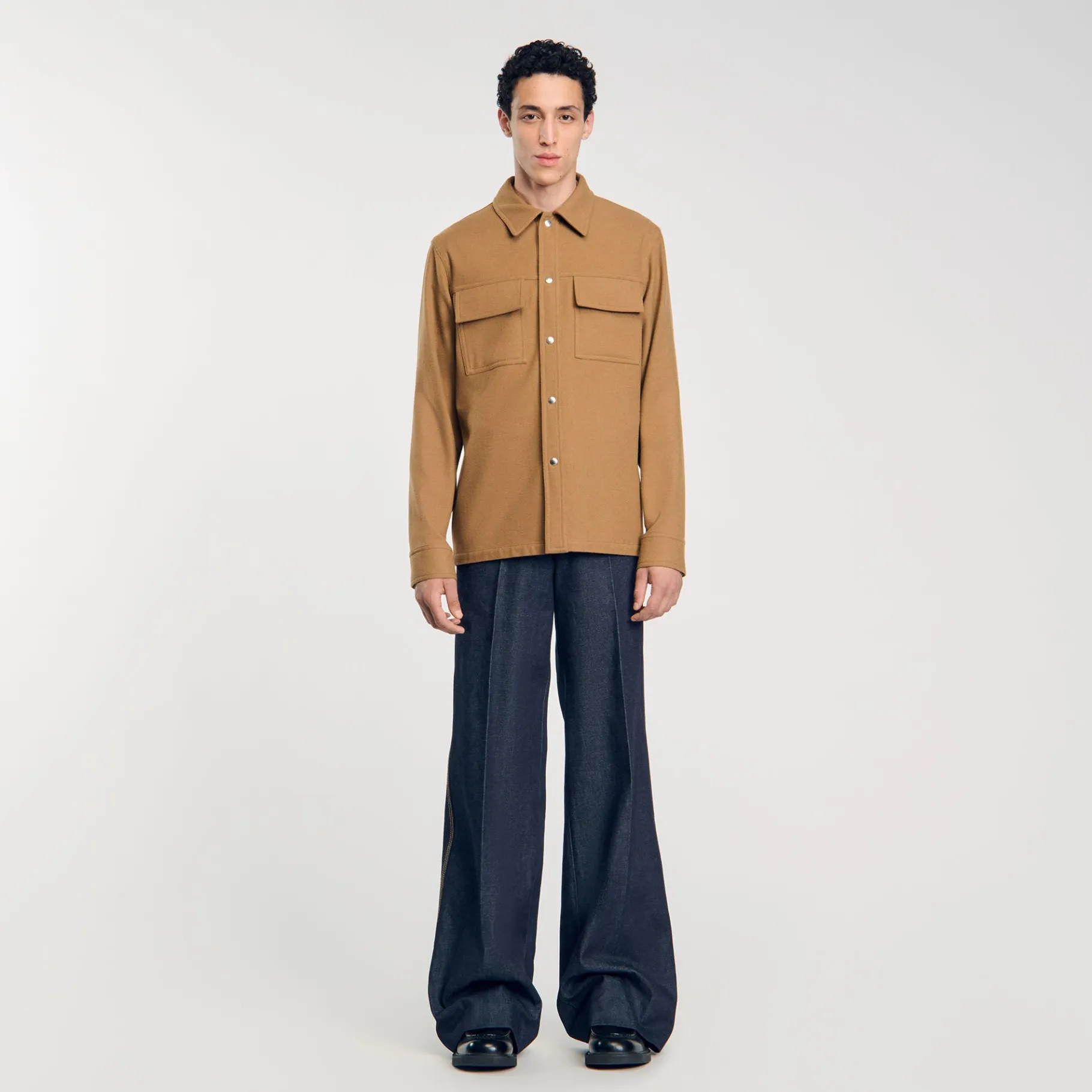 Outlet SANDRO Surchemise En Laine Camel
