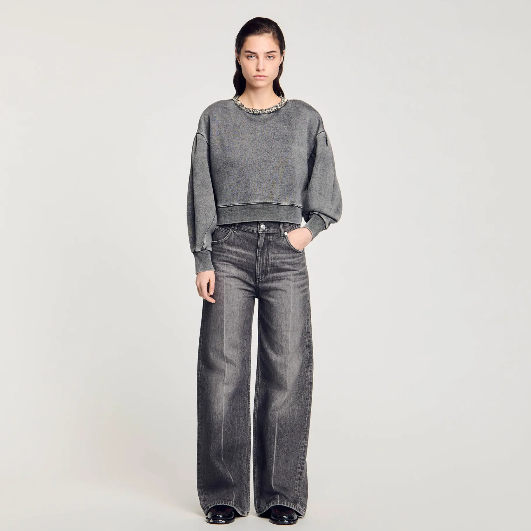 Flash Sale SANDRO Sweat à Col Bijoux Gris