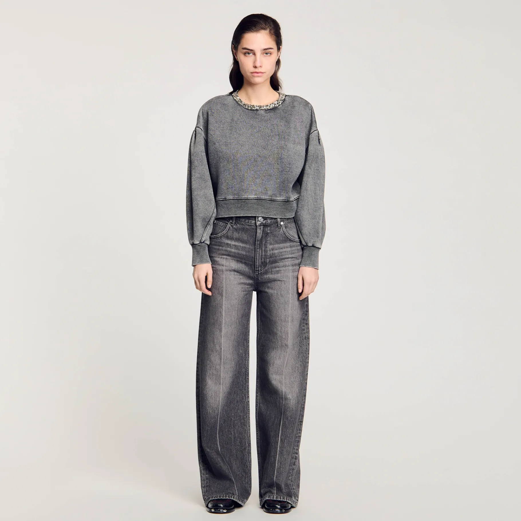 Flash Sale SANDRO Sweat à Col Bijoux Gris