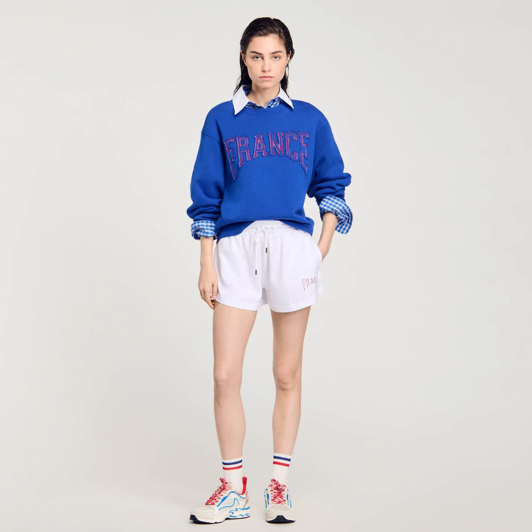 Best Sale SANDRO Sweat Brodé France Bleu