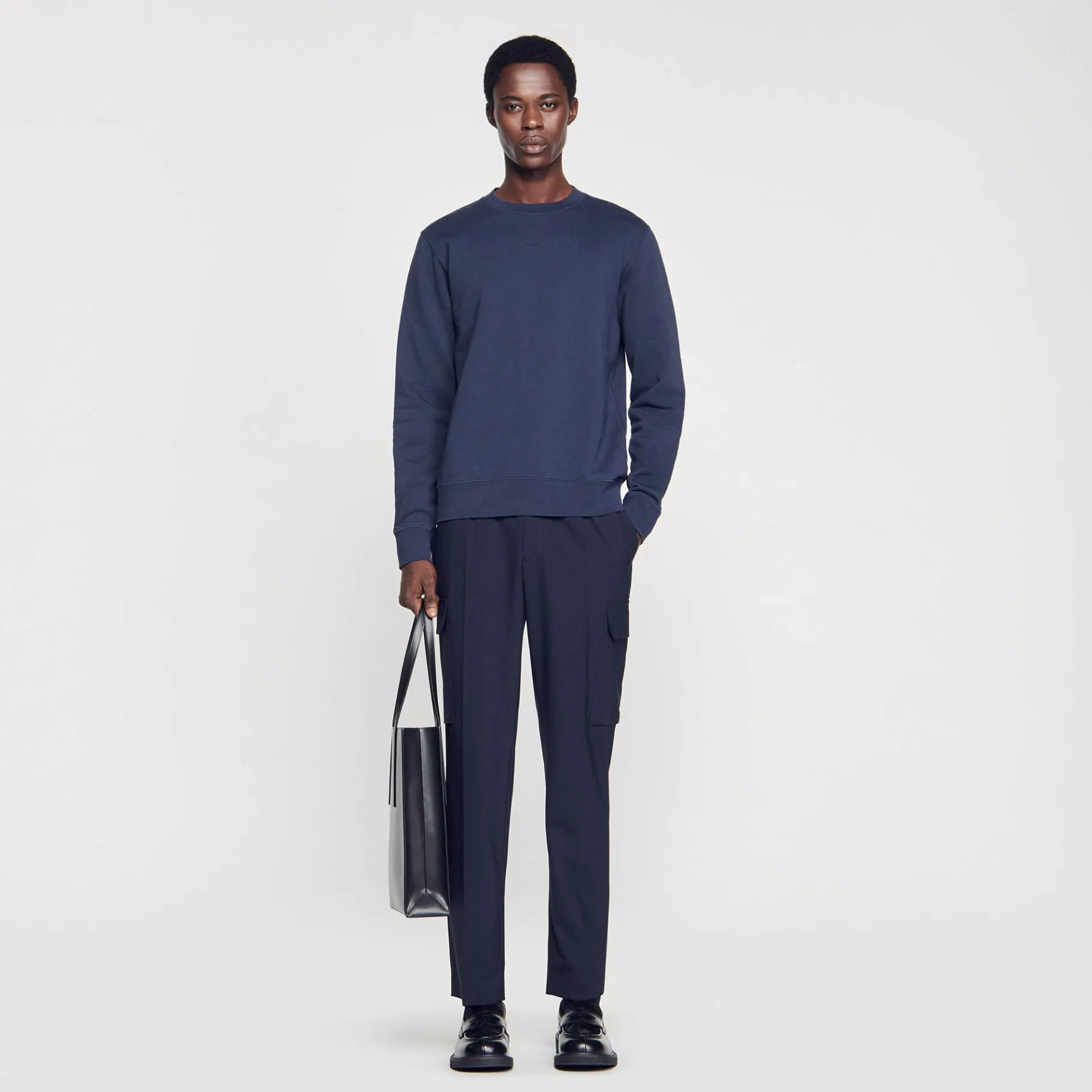 Online SANDRO Sweat Molletonné Brodé Marine
