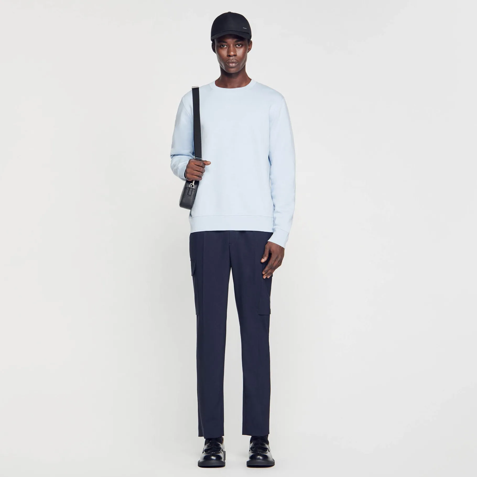 Sale SANDRO Sweat Molletonné Brodé Bleu Ciel
