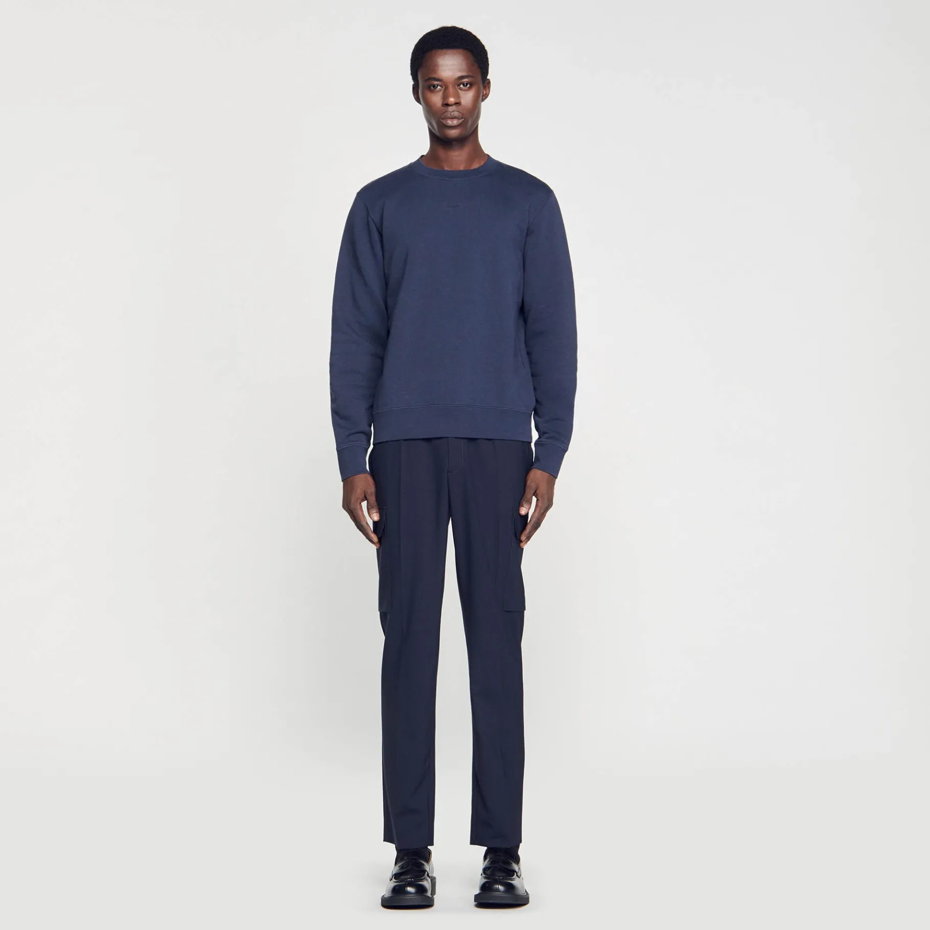 Online SANDRO Sweat Molletonné Brodé Marine