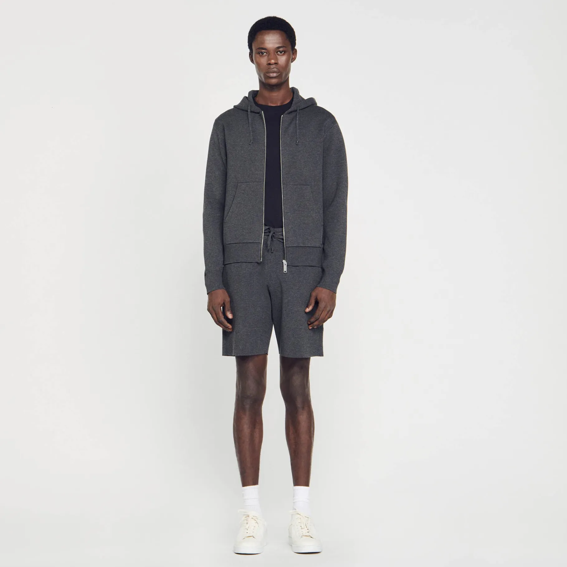 Store SANDRO Sweatshirt à Capuche gris chiné