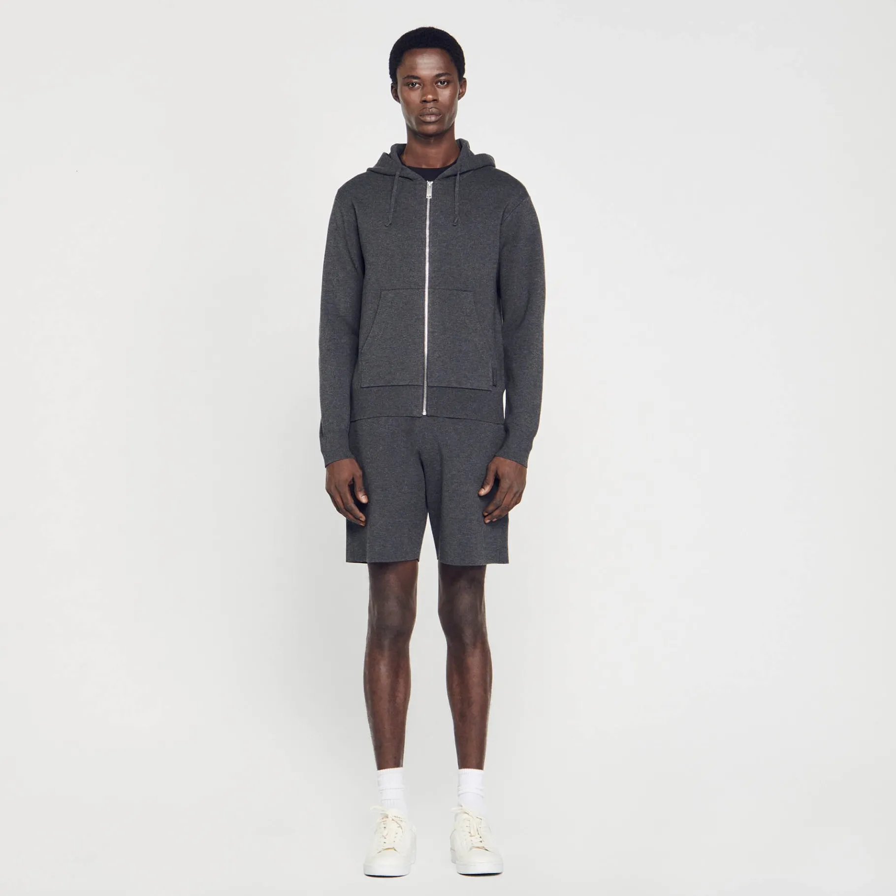 Store SANDRO Sweatshirt à Capuche gris chiné