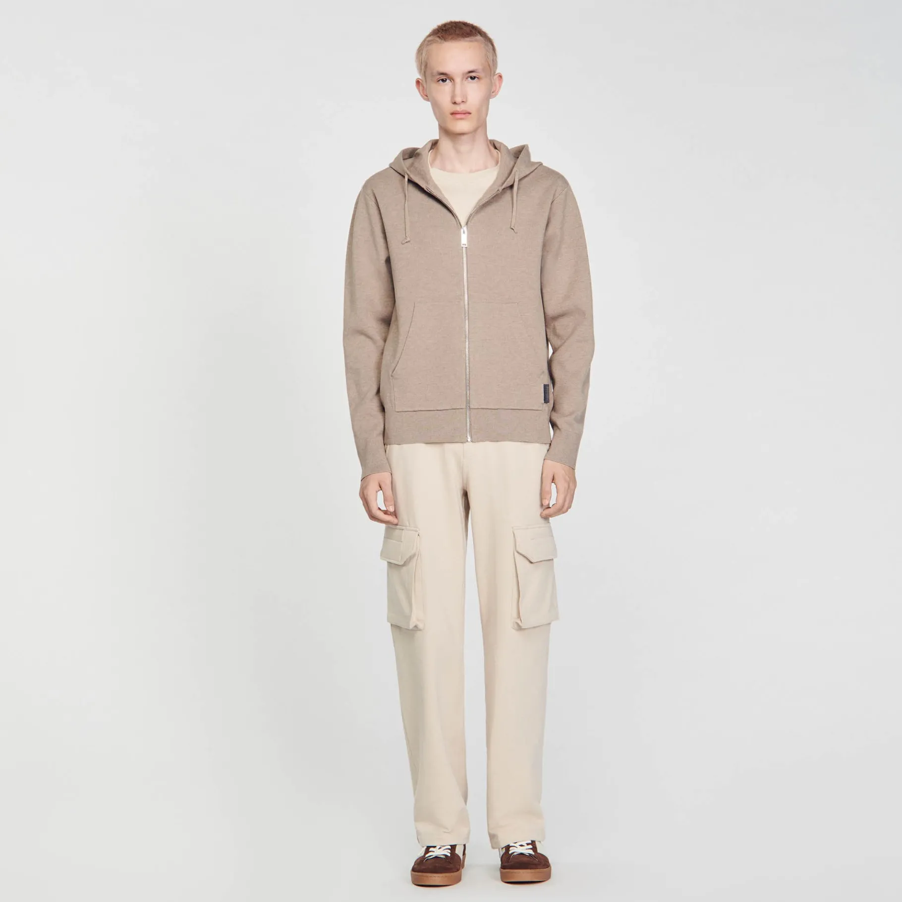 Sale SANDRO Sweatshirt à Capuche Marron Clair
