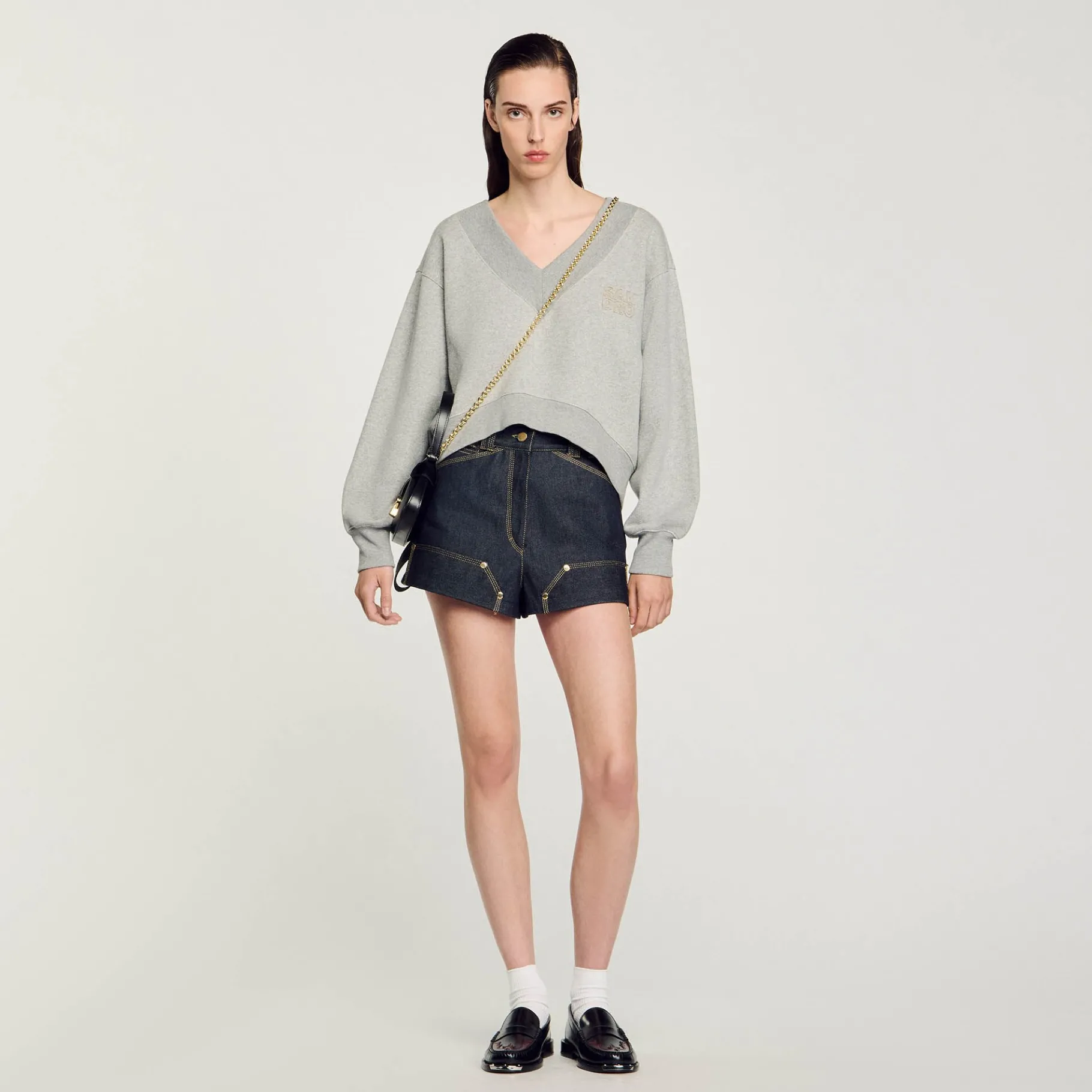 Online SANDRO Sweatshirt Court Gris