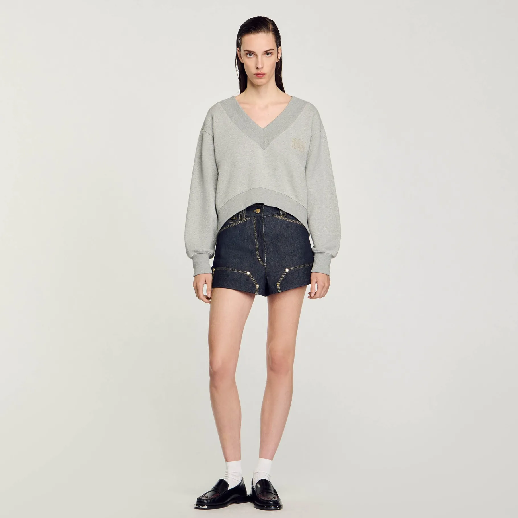 Online SANDRO Sweatshirt Court Gris