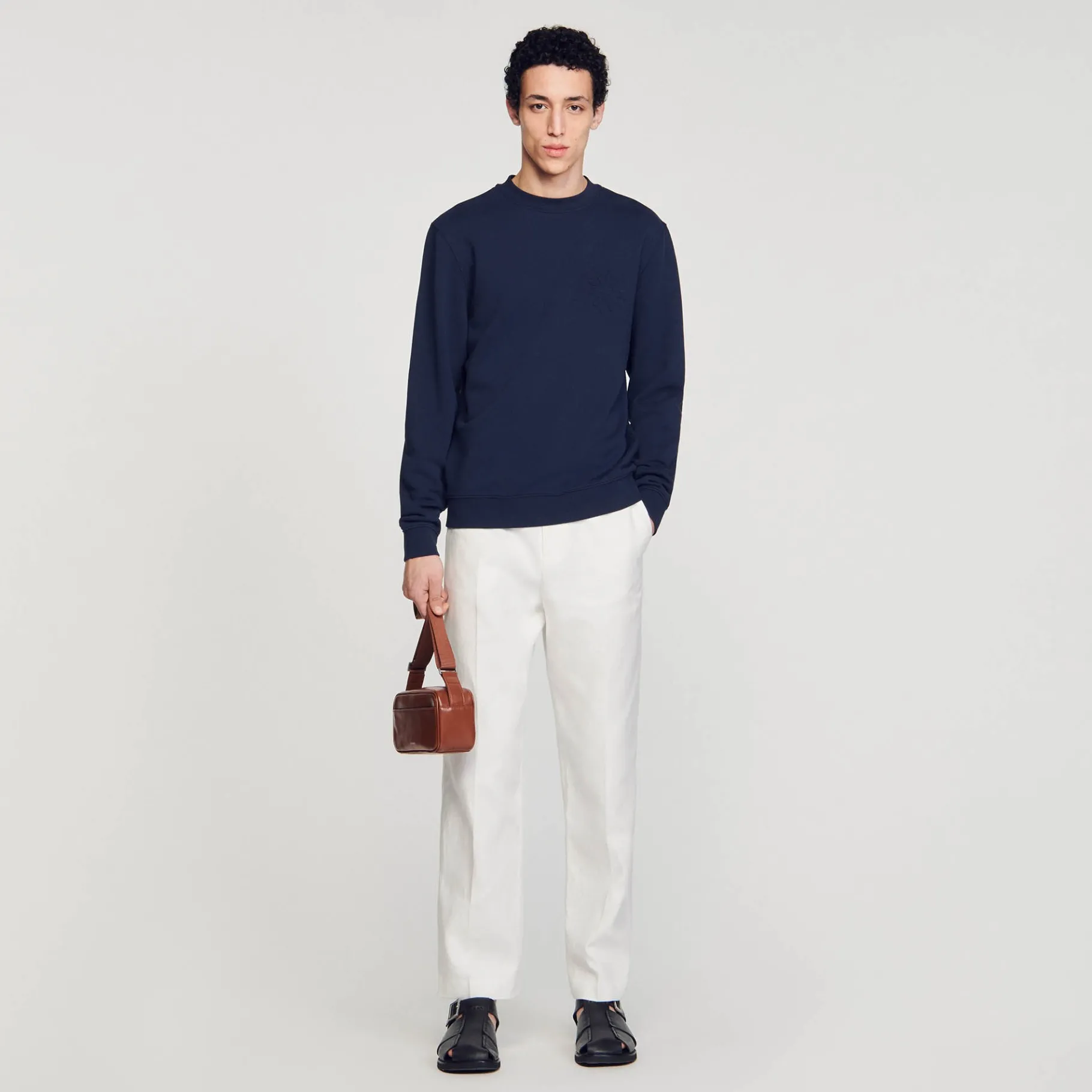 Store SANDRO Sweatshirt Fleur En Coton Marine