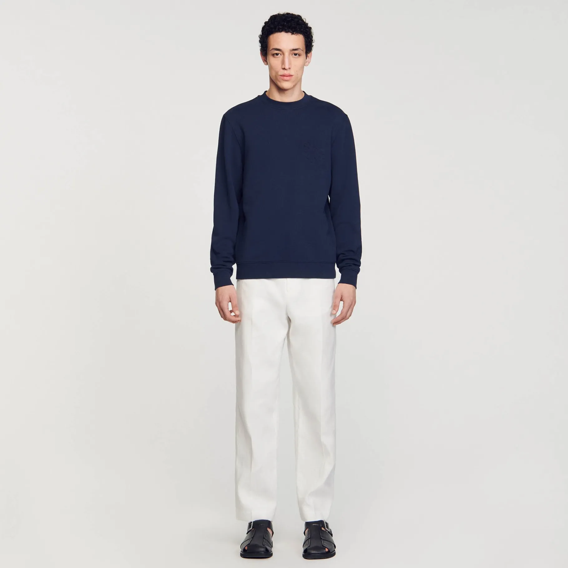 Store SANDRO Sweatshirt Fleur En Coton Marine