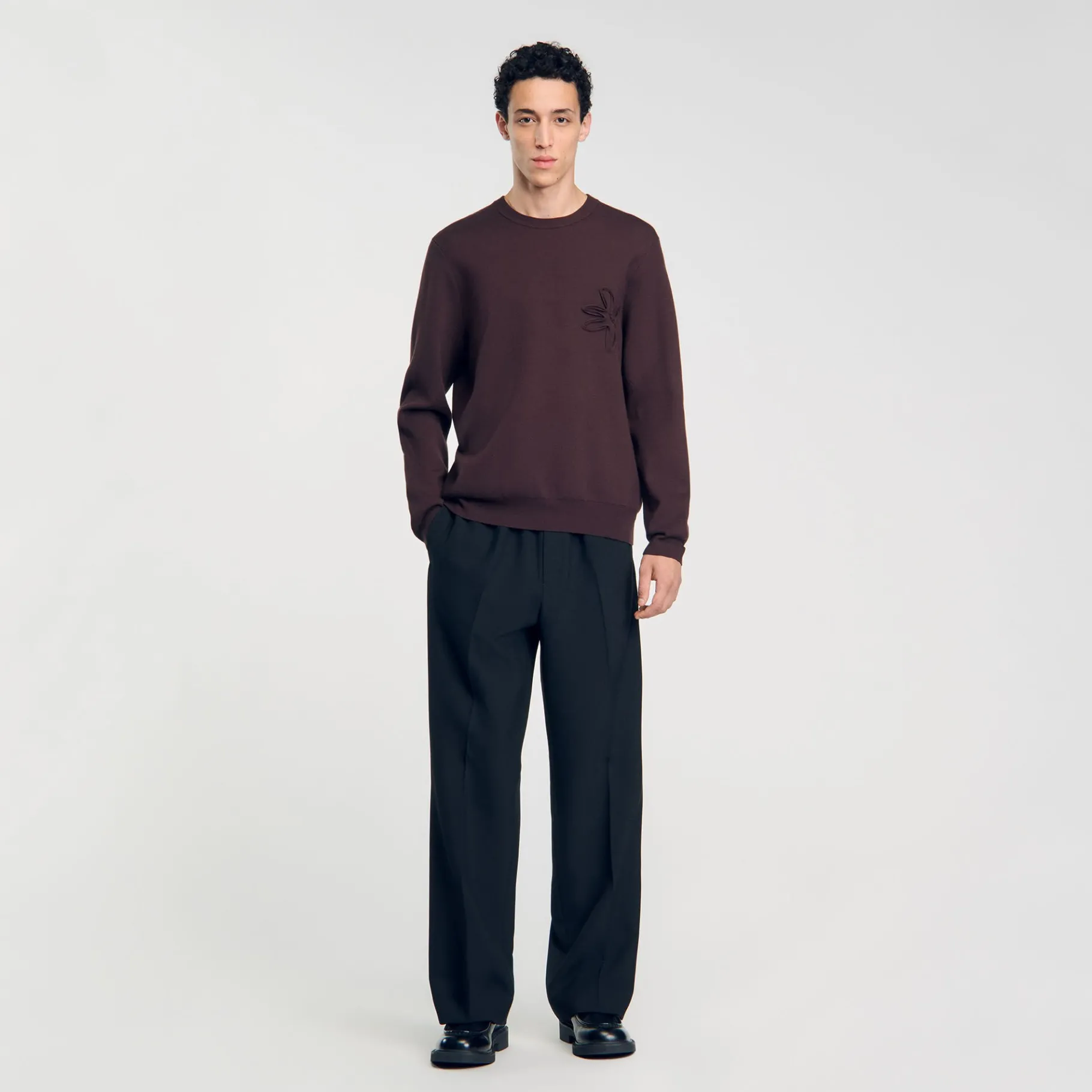 Best Sale SANDRO Sweatshirt Fleurs Chocolat