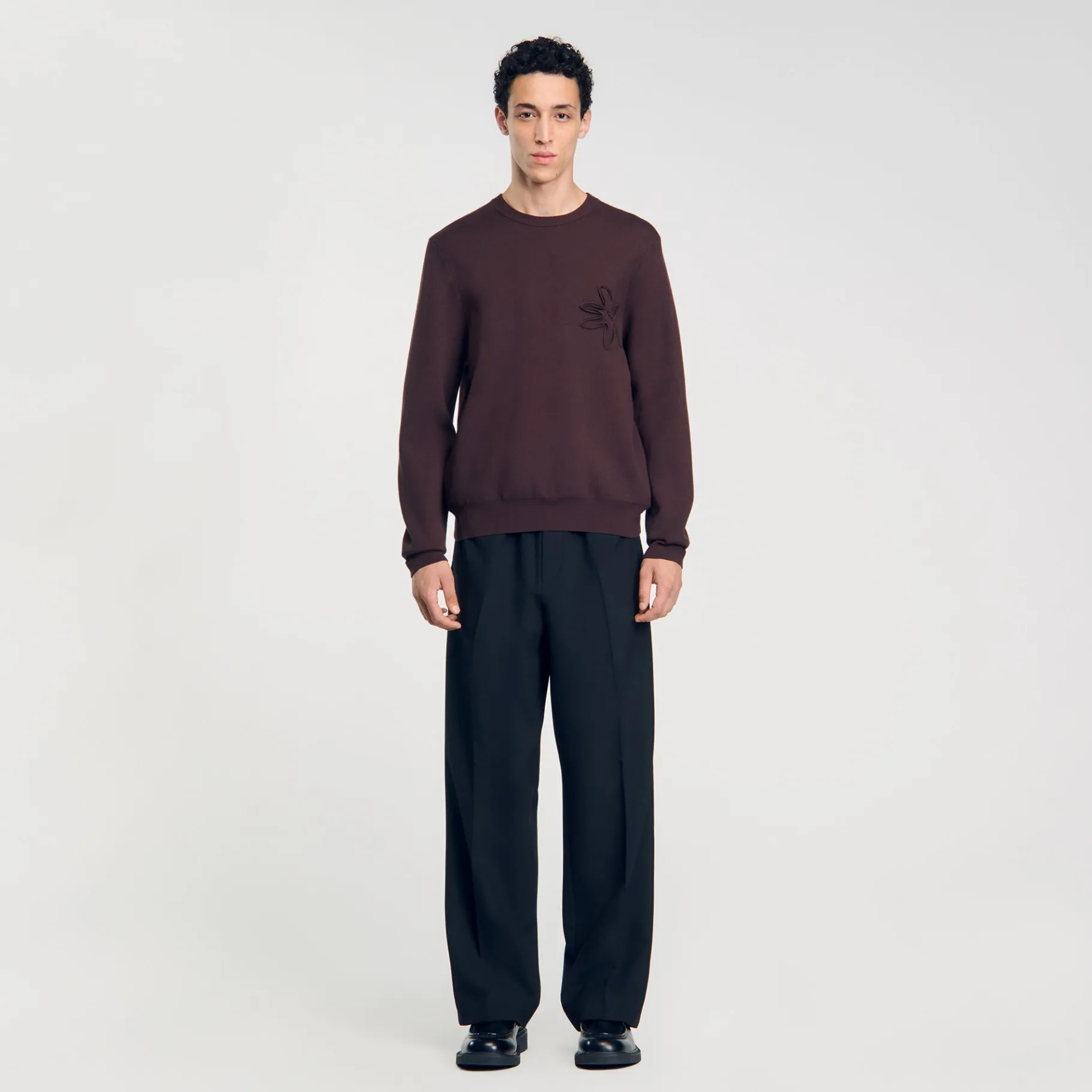 Best Sale SANDRO Sweatshirt Fleurs Chocolat