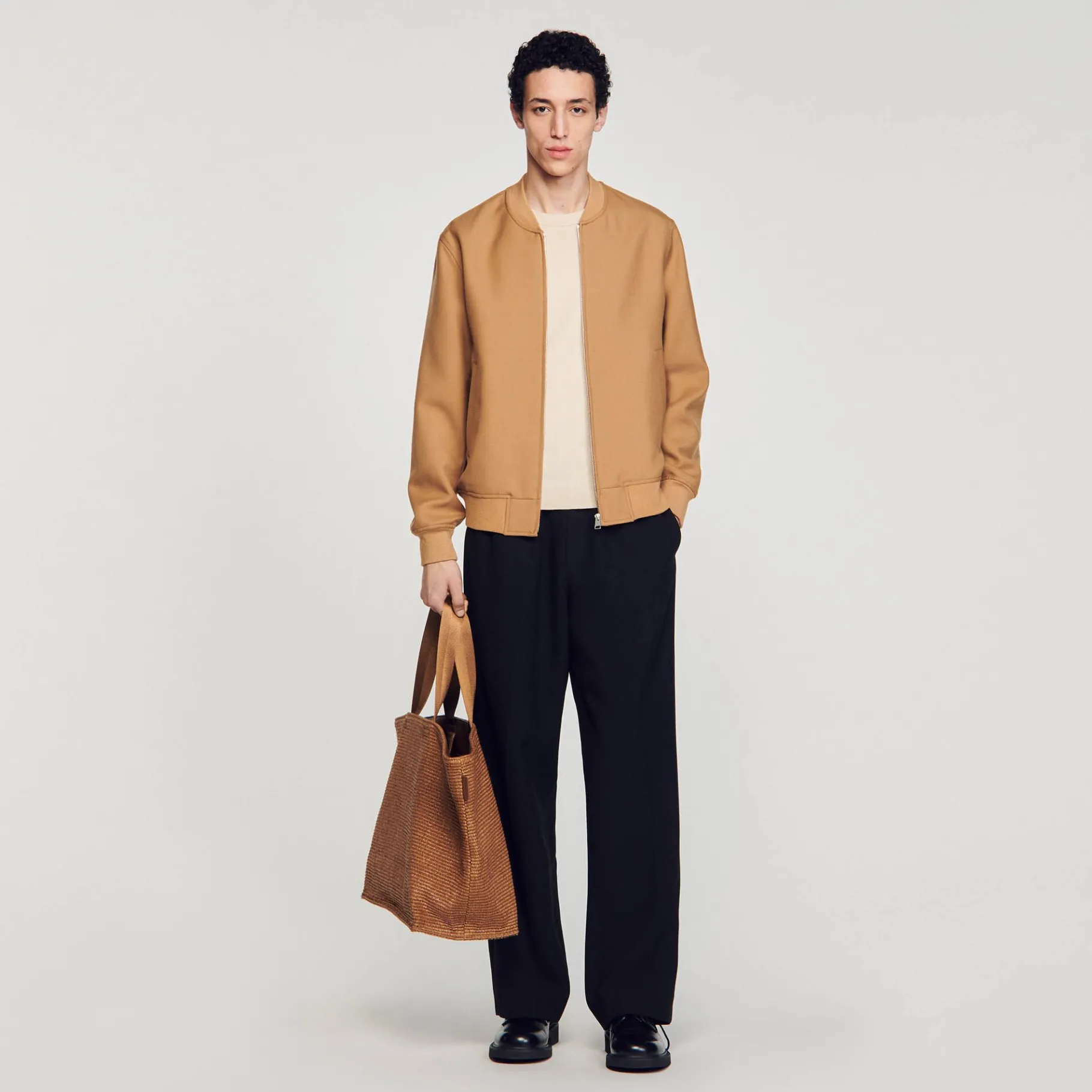 Cheap SANDRO Teddy Zippé Camel