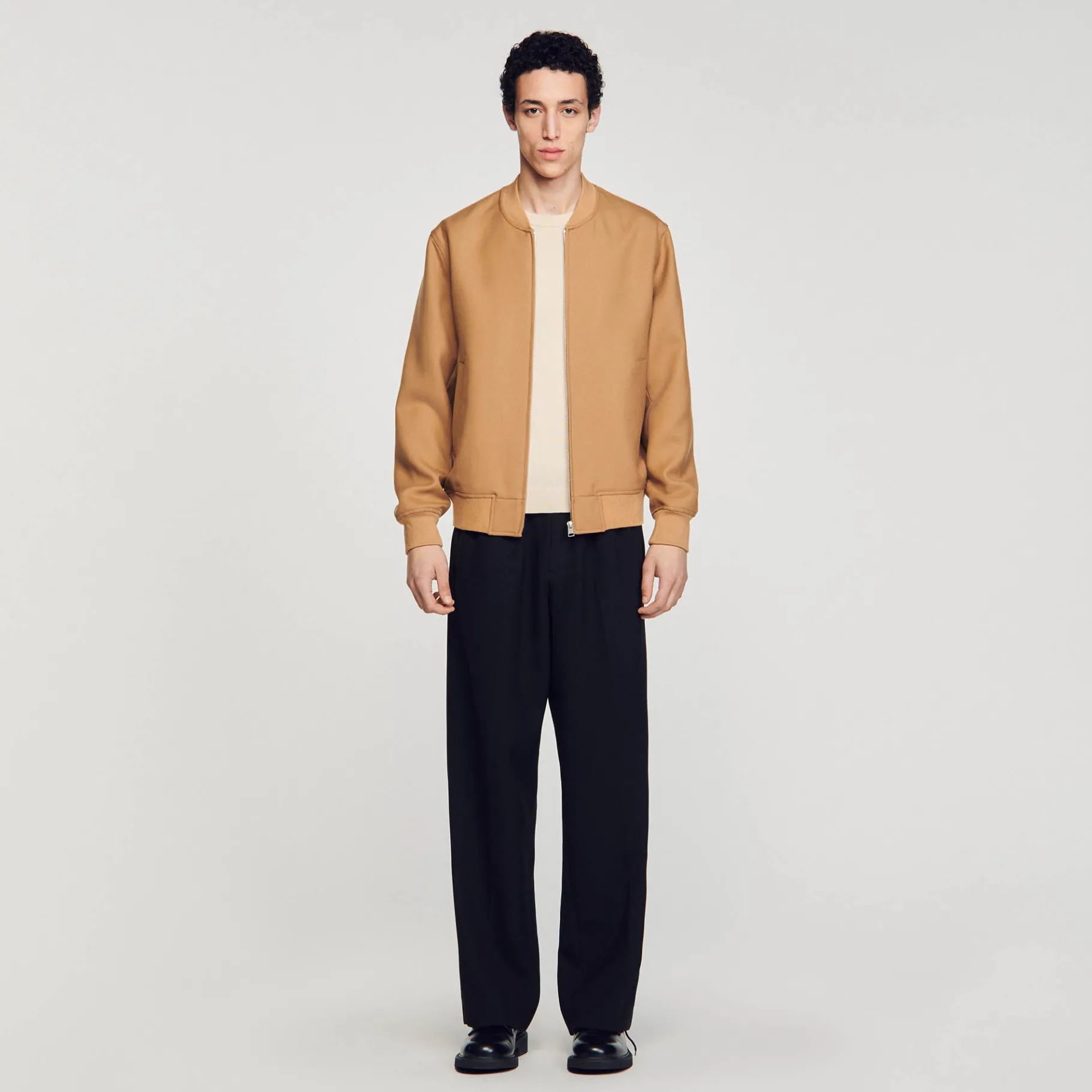 Cheap SANDRO Teddy Zippé Camel