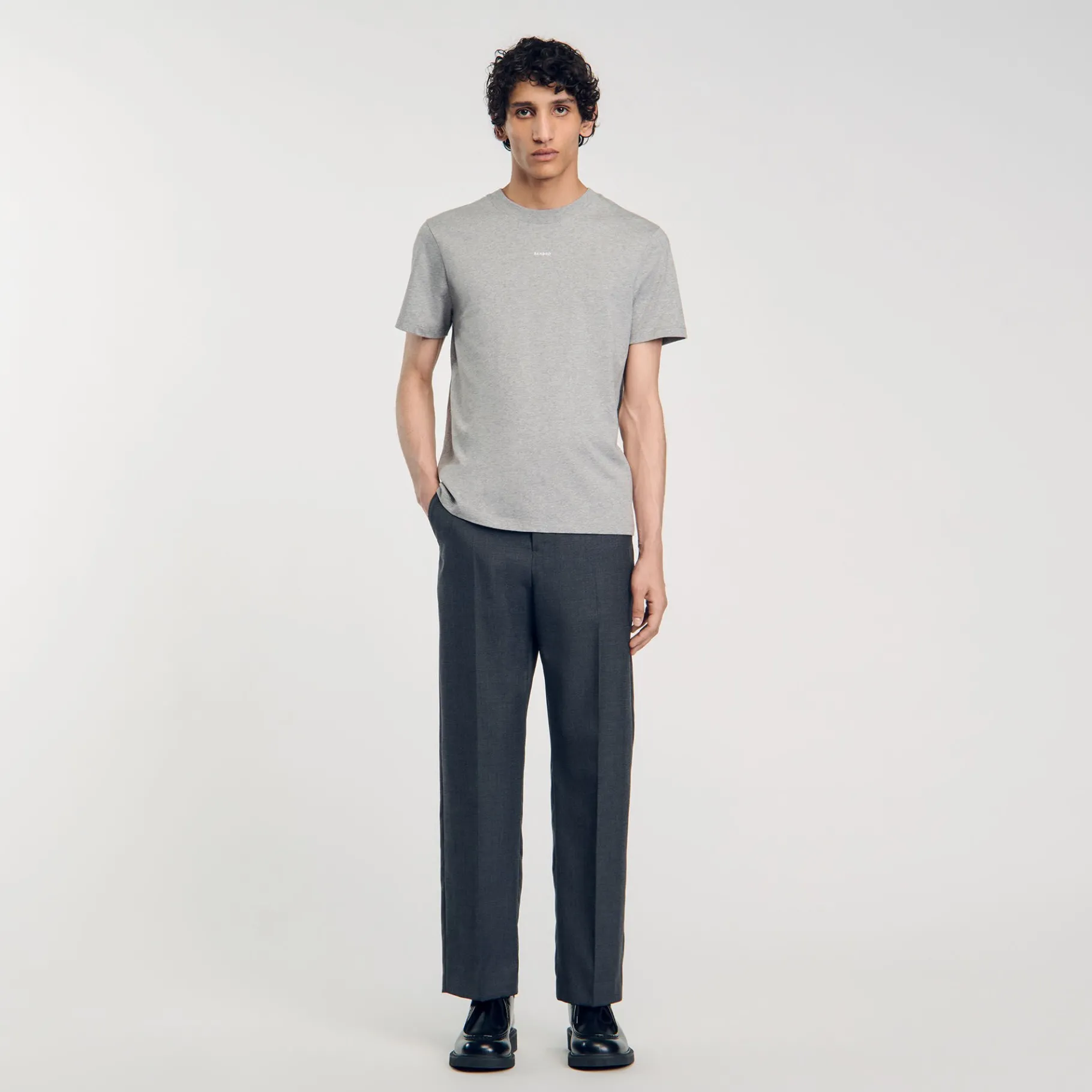 Discount SANDRO Tee-shirt à Manches Courtes gris chiné
