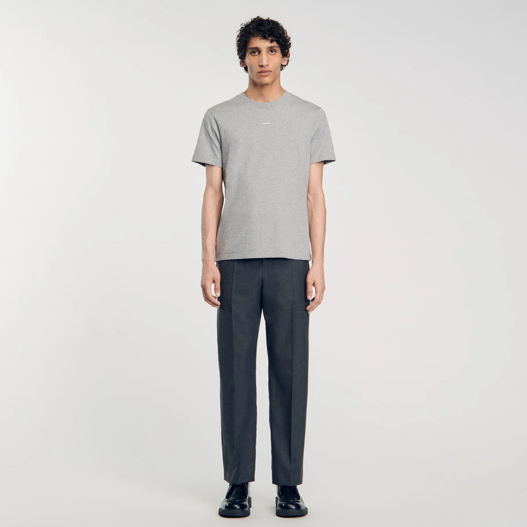 Discount SANDRO Tee-shirt à Manches Courtes gris chiné