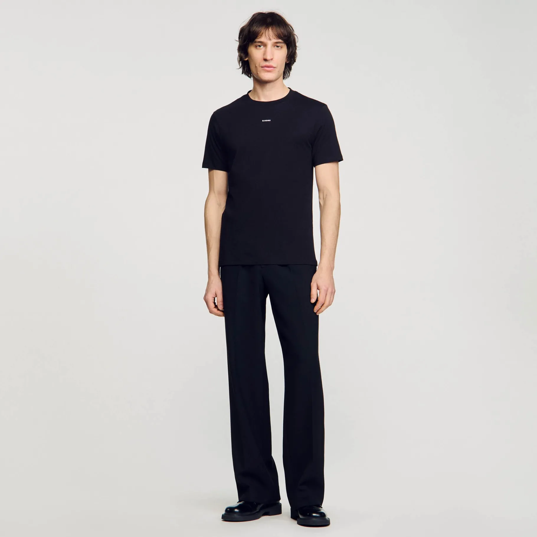 Shop SANDRO Tee-shirt à Manches Courtes Noir