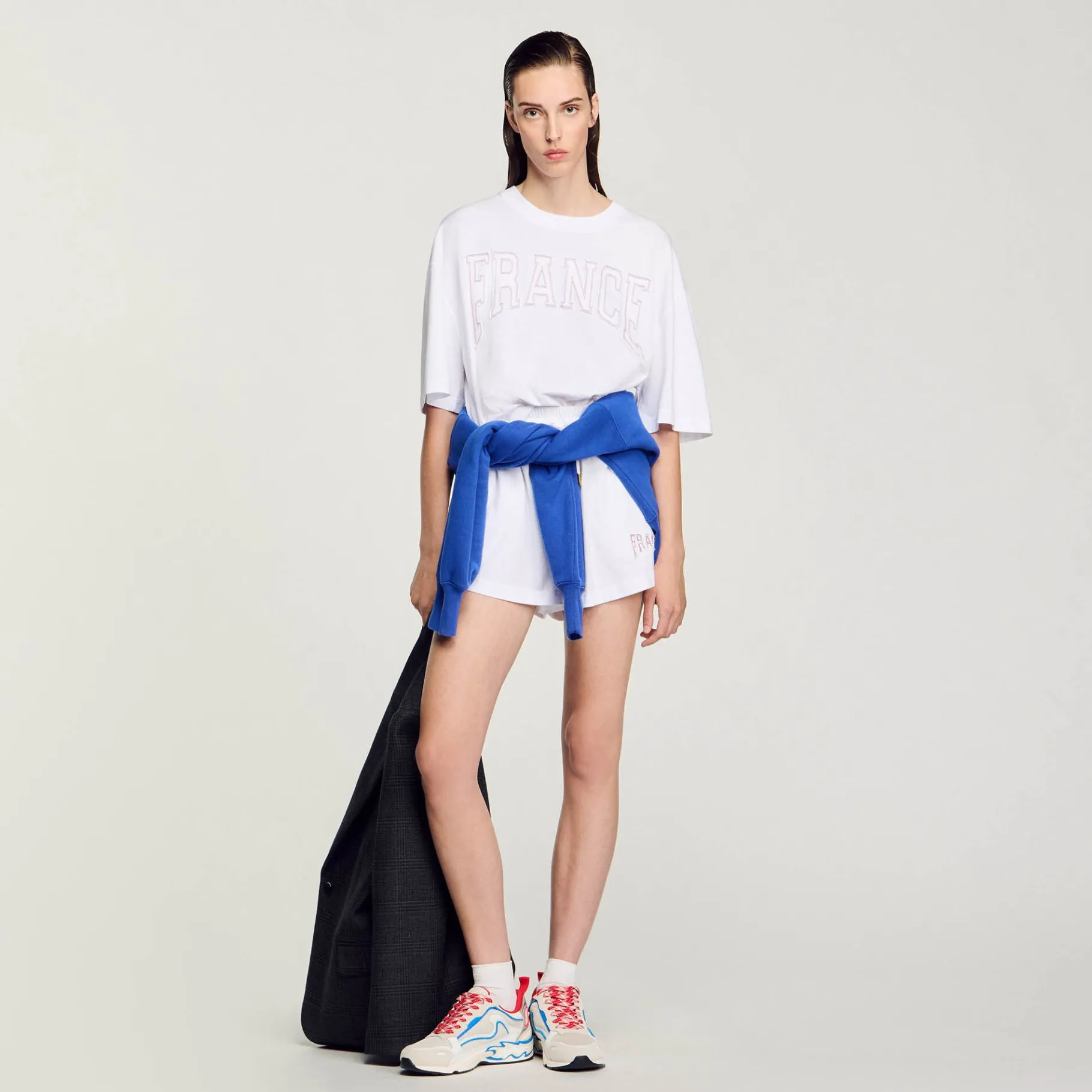 Sale SANDRO Tee-shirt Court Brodé France blanc