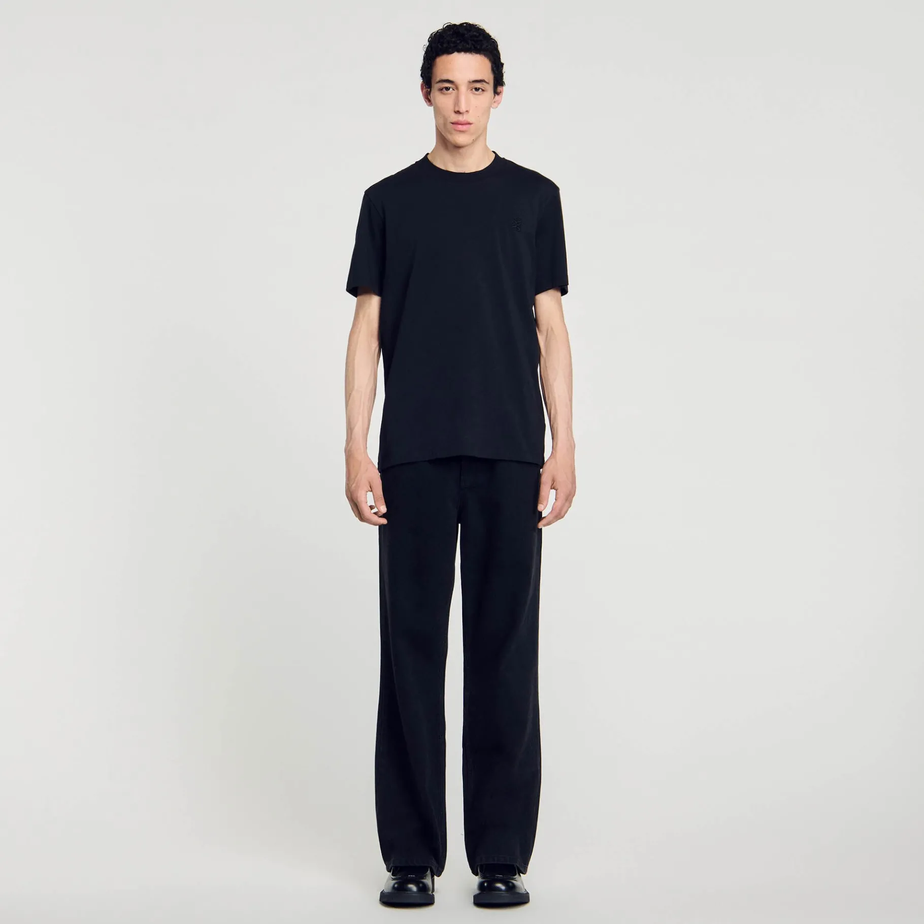 Store SANDRO Tee-shirt En Coton Noir