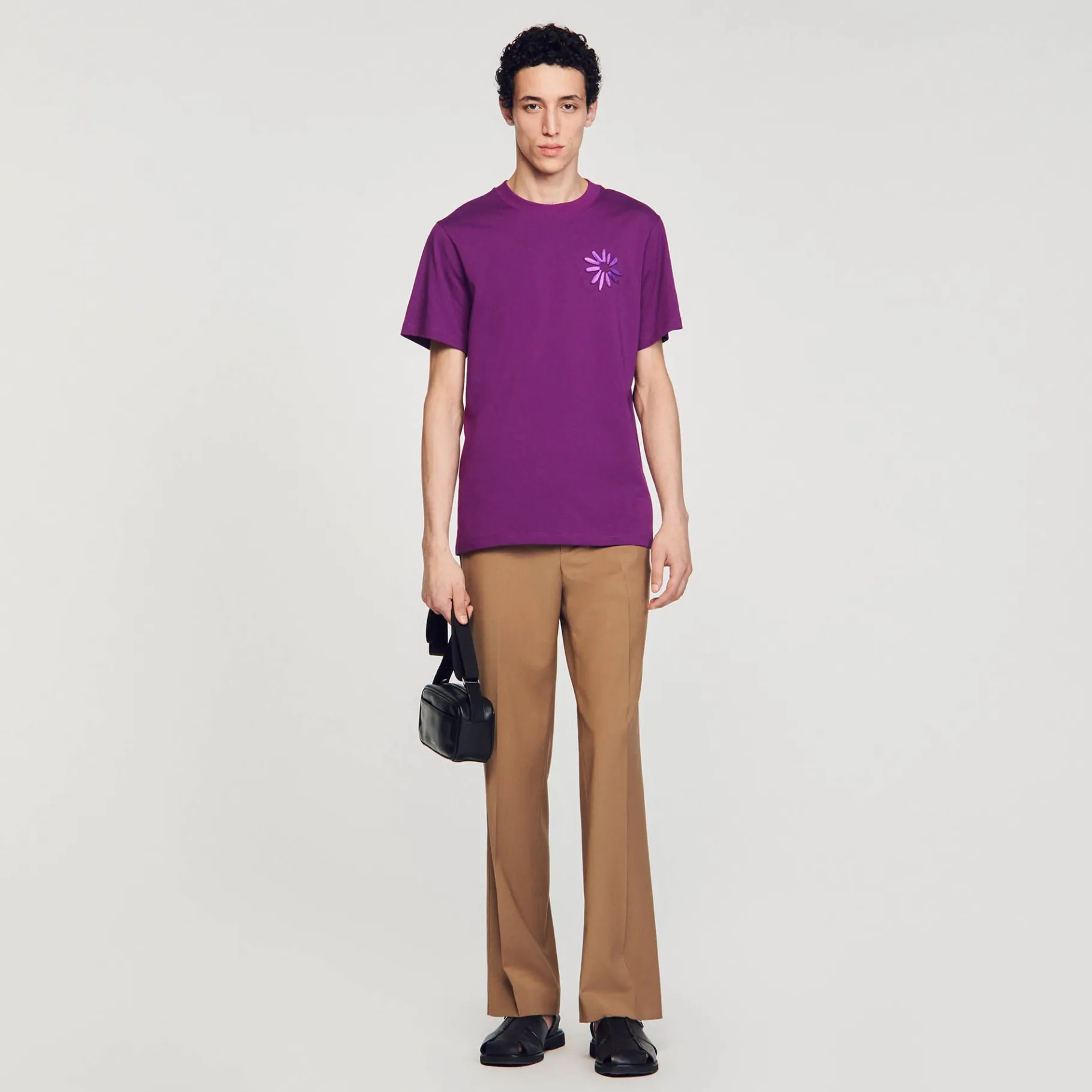 New SANDRO Tee-shirt Fleur En Coton Violet