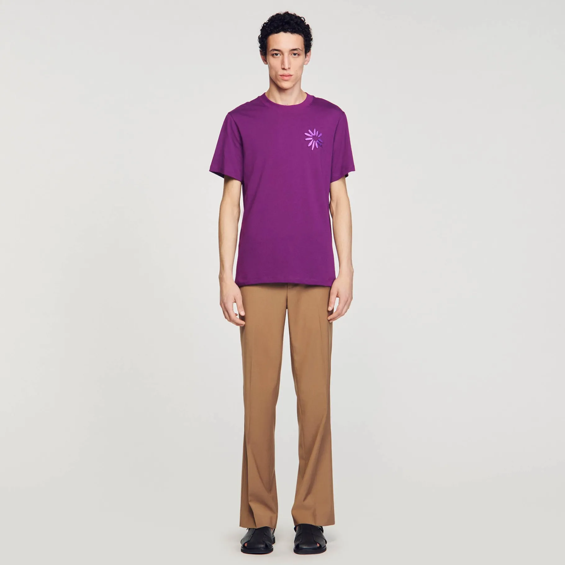 New SANDRO Tee-shirt Fleur En Coton Violet
