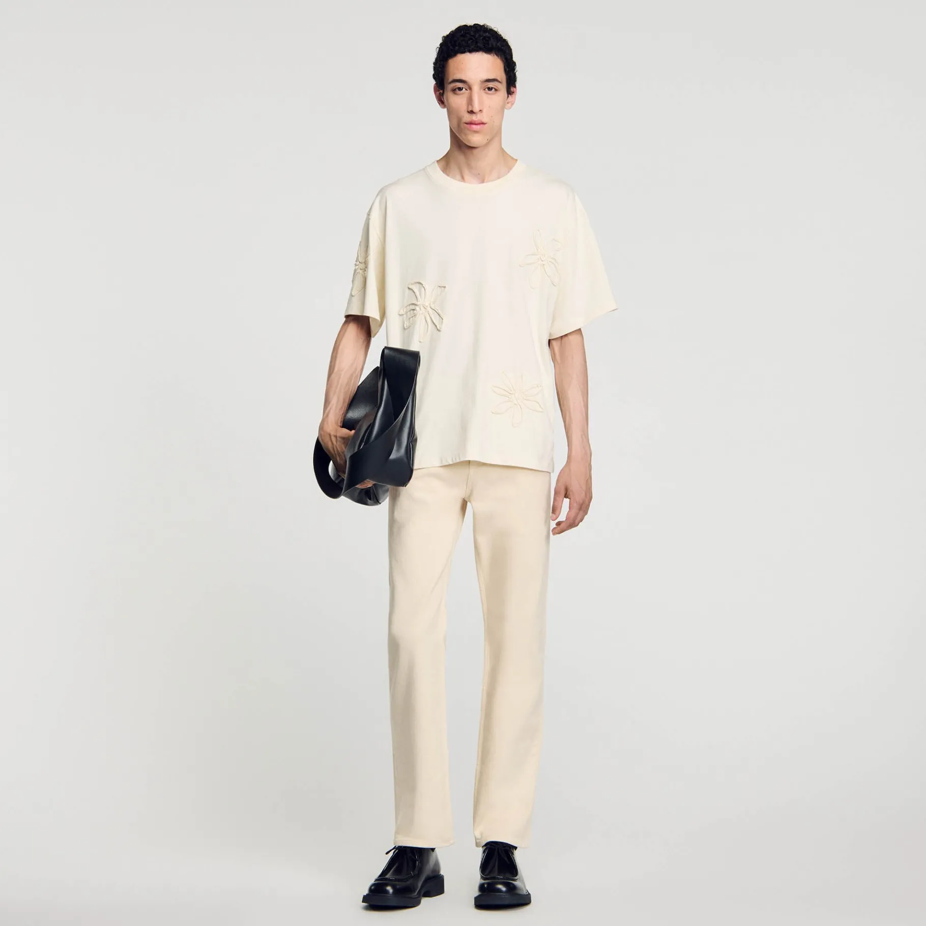 Flash Sale SANDRO Tee-shirt Orné De Fleurs Ecru