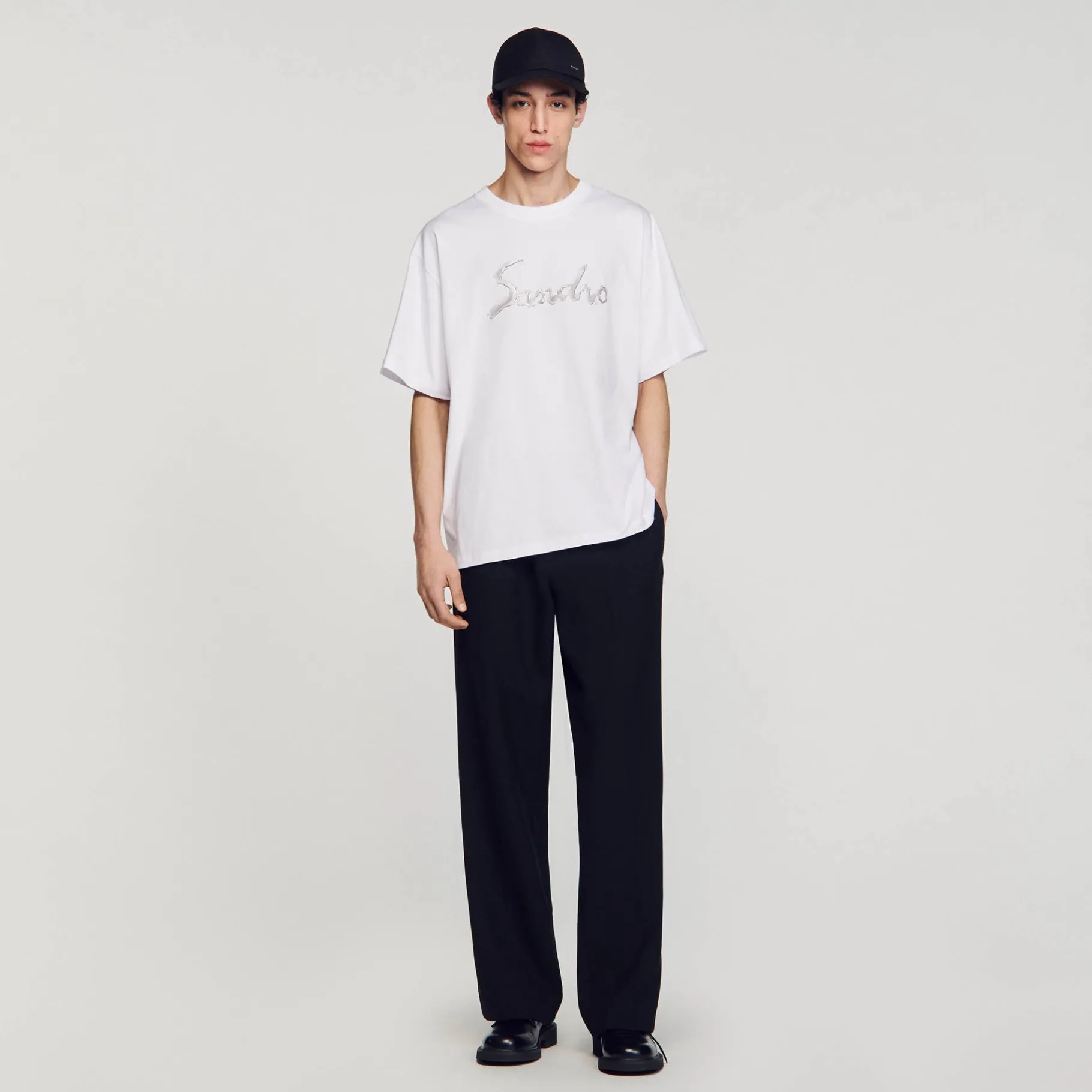 Shop SANDRO Tee-shirt Oversize En Coton blanc