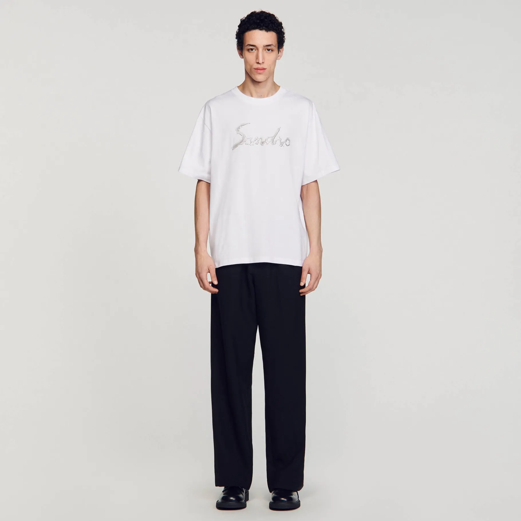 Shop SANDRO Tee-shirt Oversize En Coton blanc