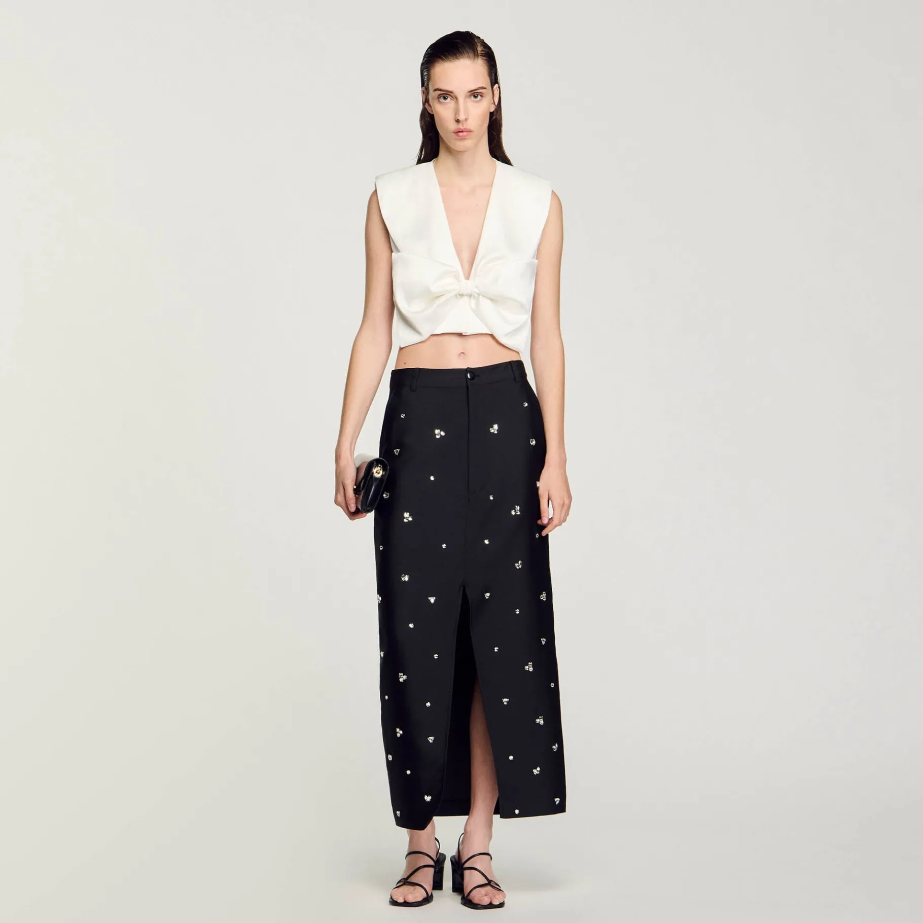 Store SANDRO Top Court Satiné blanc