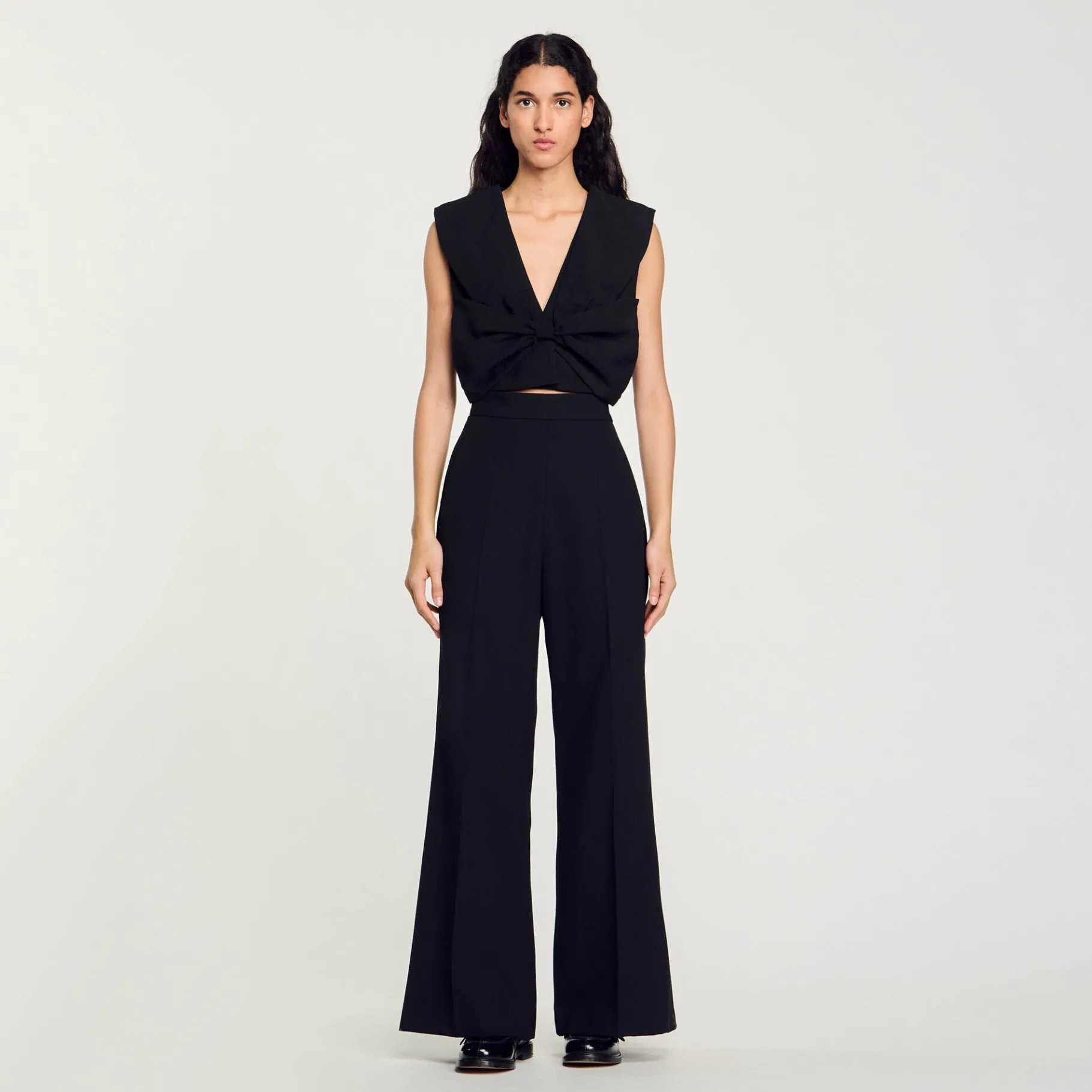 New SANDRO Top Court Satiné Noir