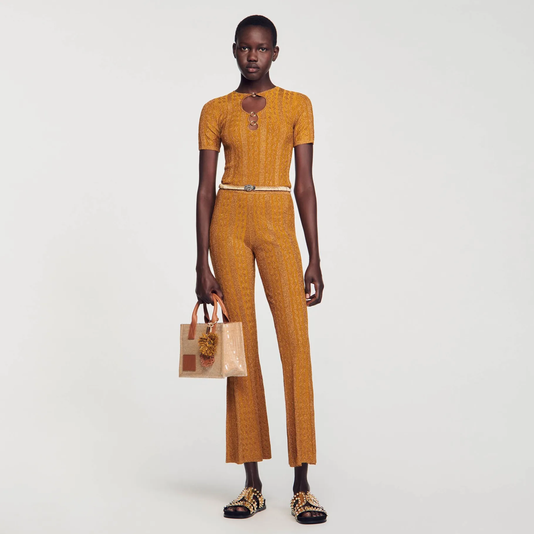 Cheap SANDRO Top En Maille Scintillante Ambre