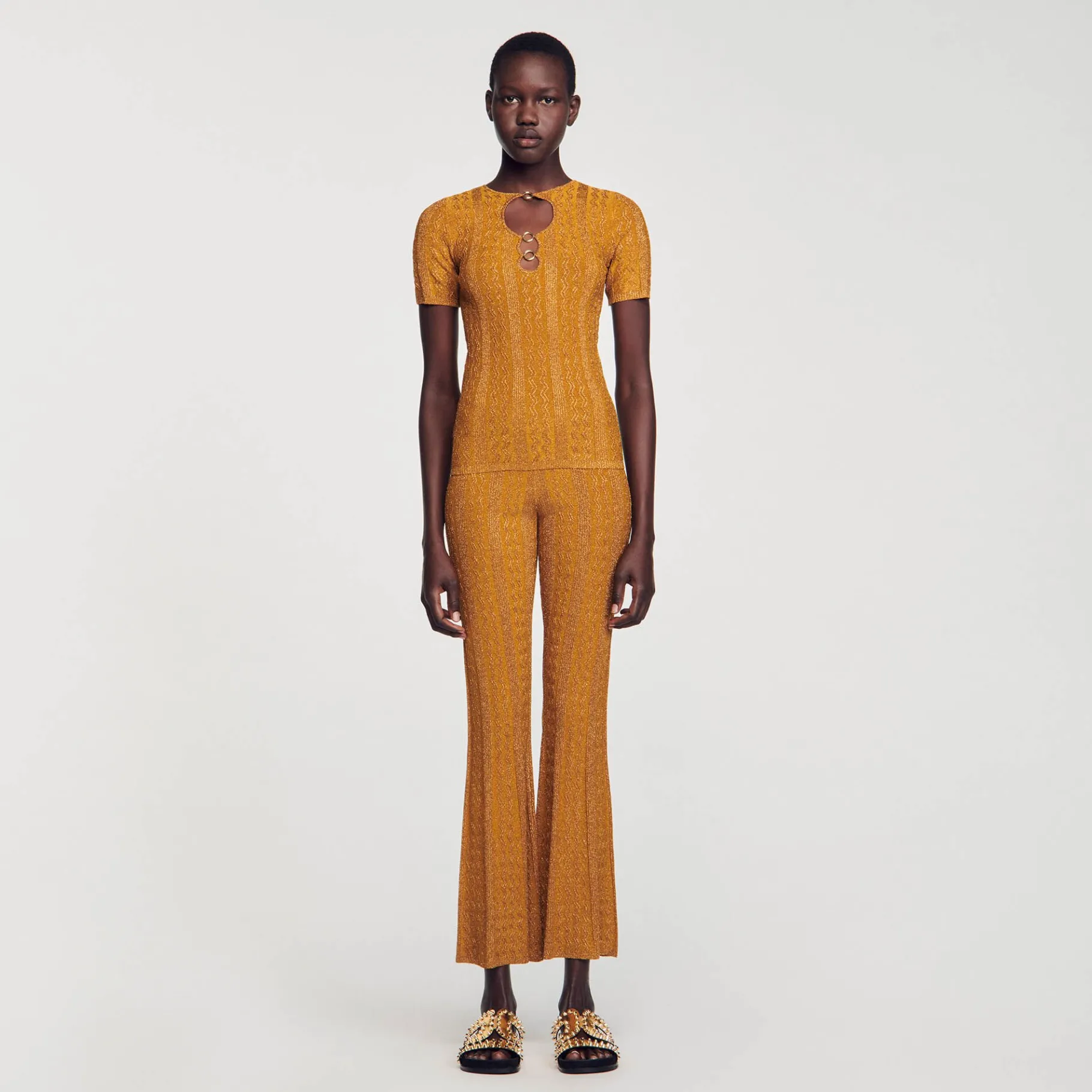 Cheap SANDRO Top En Maille Scintillante Ambre