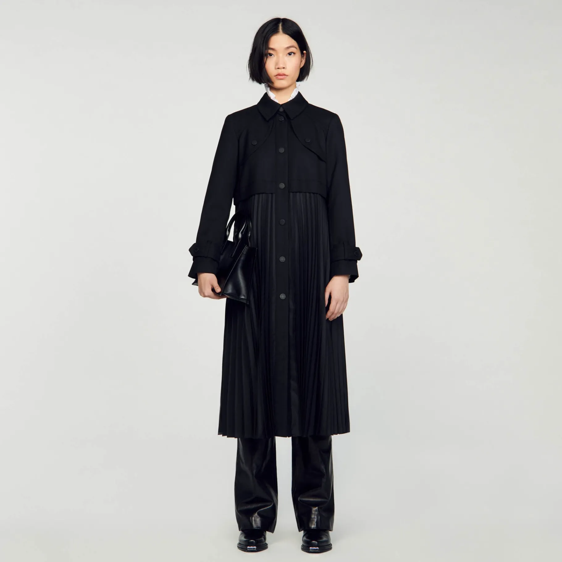 Flash Sale SANDRO Trench Plissé Noir