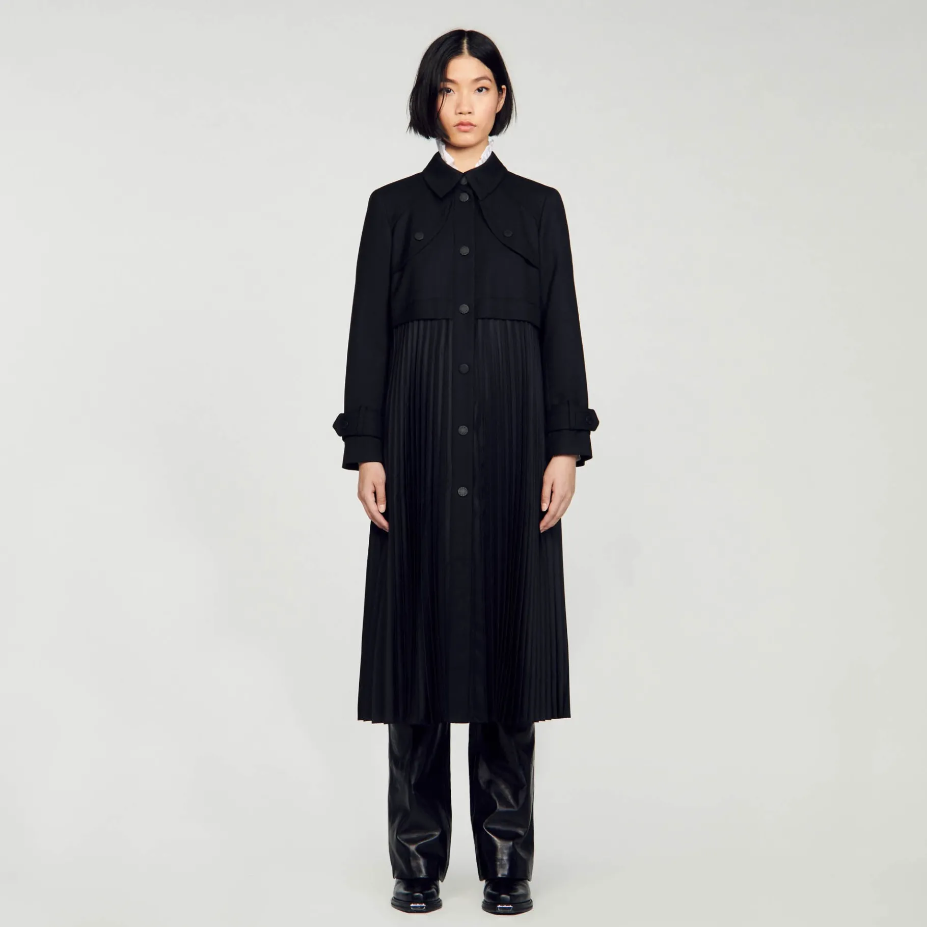 Flash Sale SANDRO Trench Plissé Noir